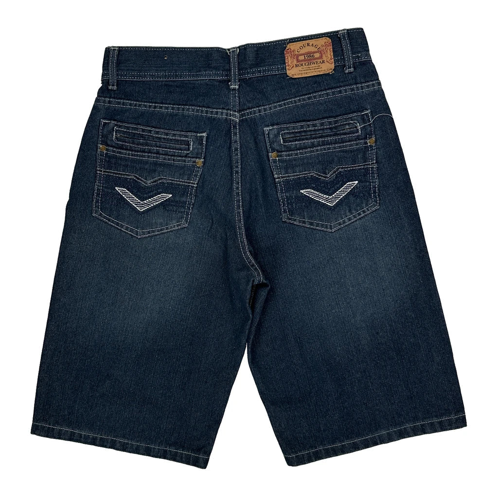 Unbranded Denim Shorts - 32W 11L Dark Wash Denim Refurbished - Thrifted (note: this is a term often used to describe second- refurbished available on Cerqular