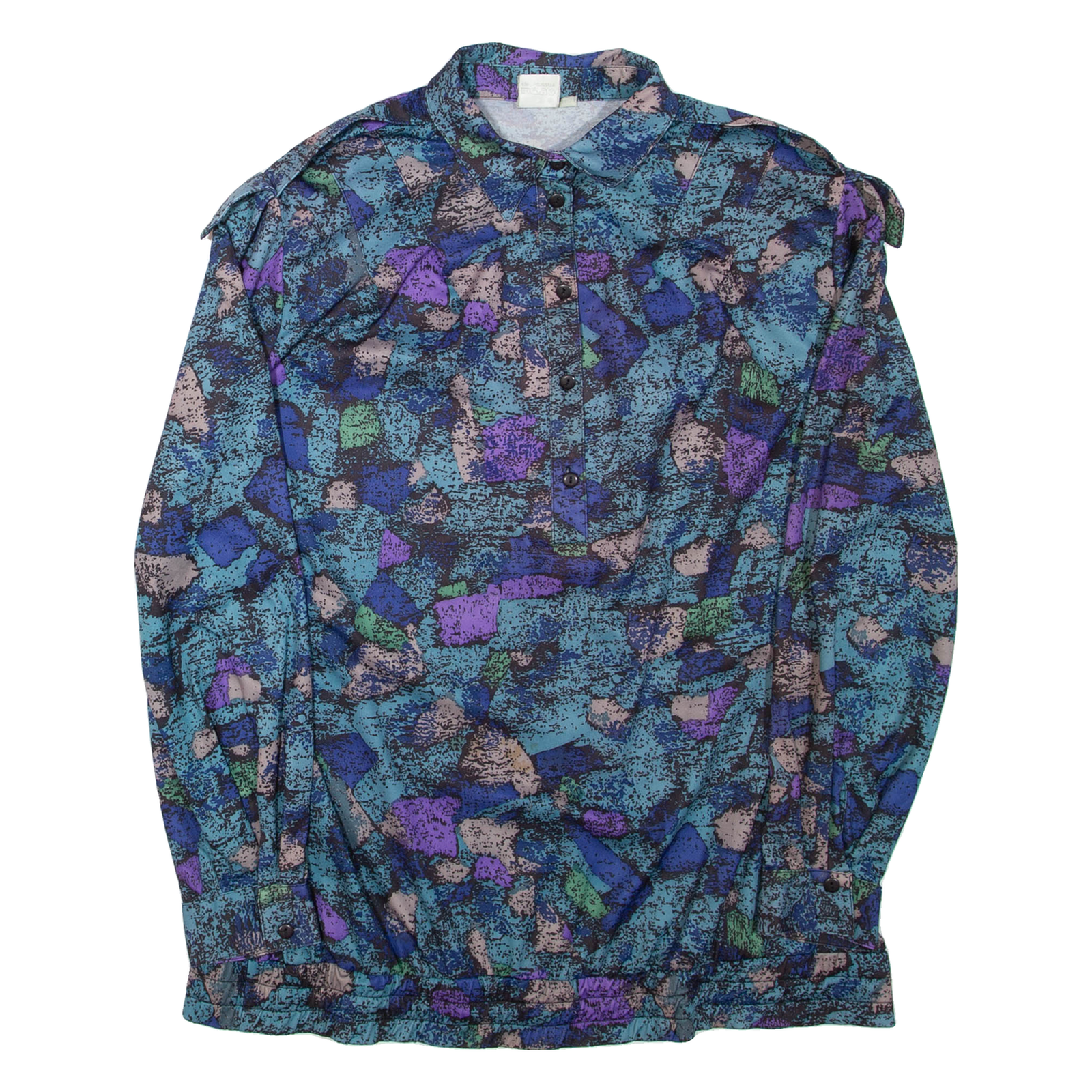 CV Womens Printed Blouse Blue Collared Long Sleeve L Refurbished - N/A refurbished available on Cerqular