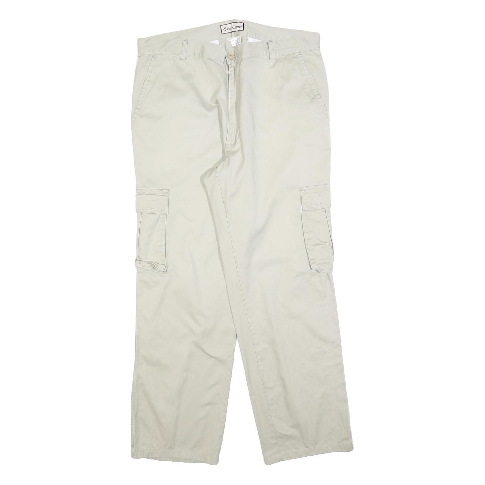 ESSE EMME Mens Regular Cotton Blend Beige Cargo Trousers W36 L30 Casual Zip Refurbished - N/A refurbished available on Cerqular