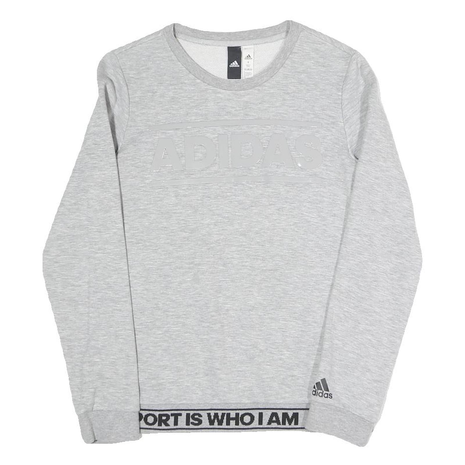 ADIDAS Womens Grey Sweatshirt Crew Neck S Sport Graphic Cotton Blend Pullover Refurbished - N/A refurbished available on Cerqular