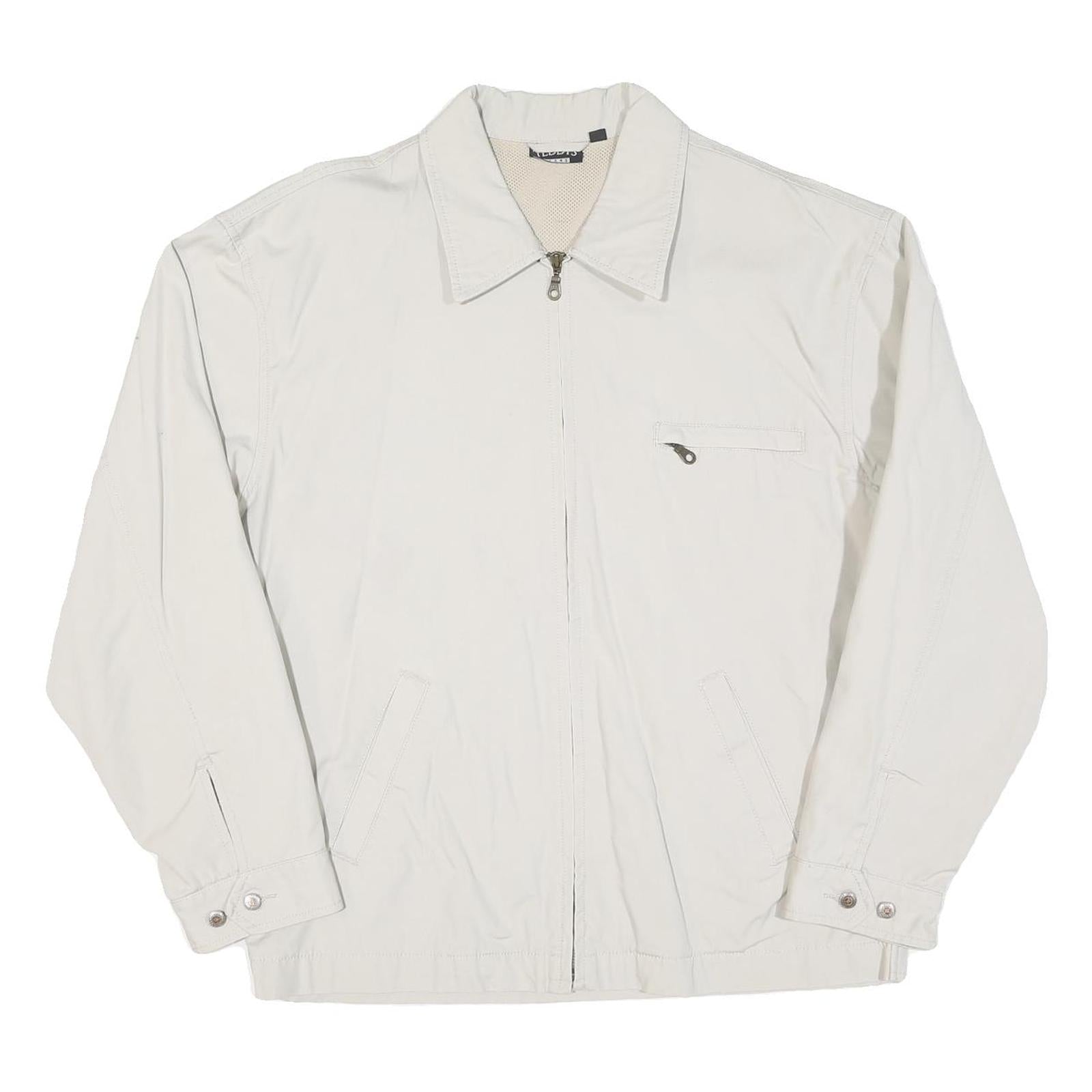 TEDDY'S Mens White Jacket L Polyester Blend Plain Zip Casual Outerwear Refurbished - N/A refurbished available on Cerqular