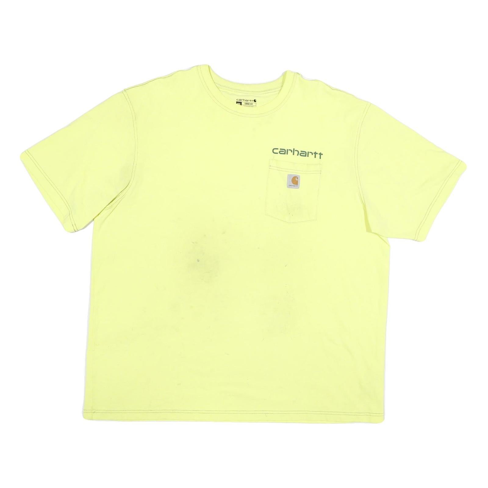 CARHARTT Mens Yellow Cotton Blend Pocket T-Shirt 2XL Short Sleeve Crew Neck Refurbished - N/A refurbished available on Cerqular