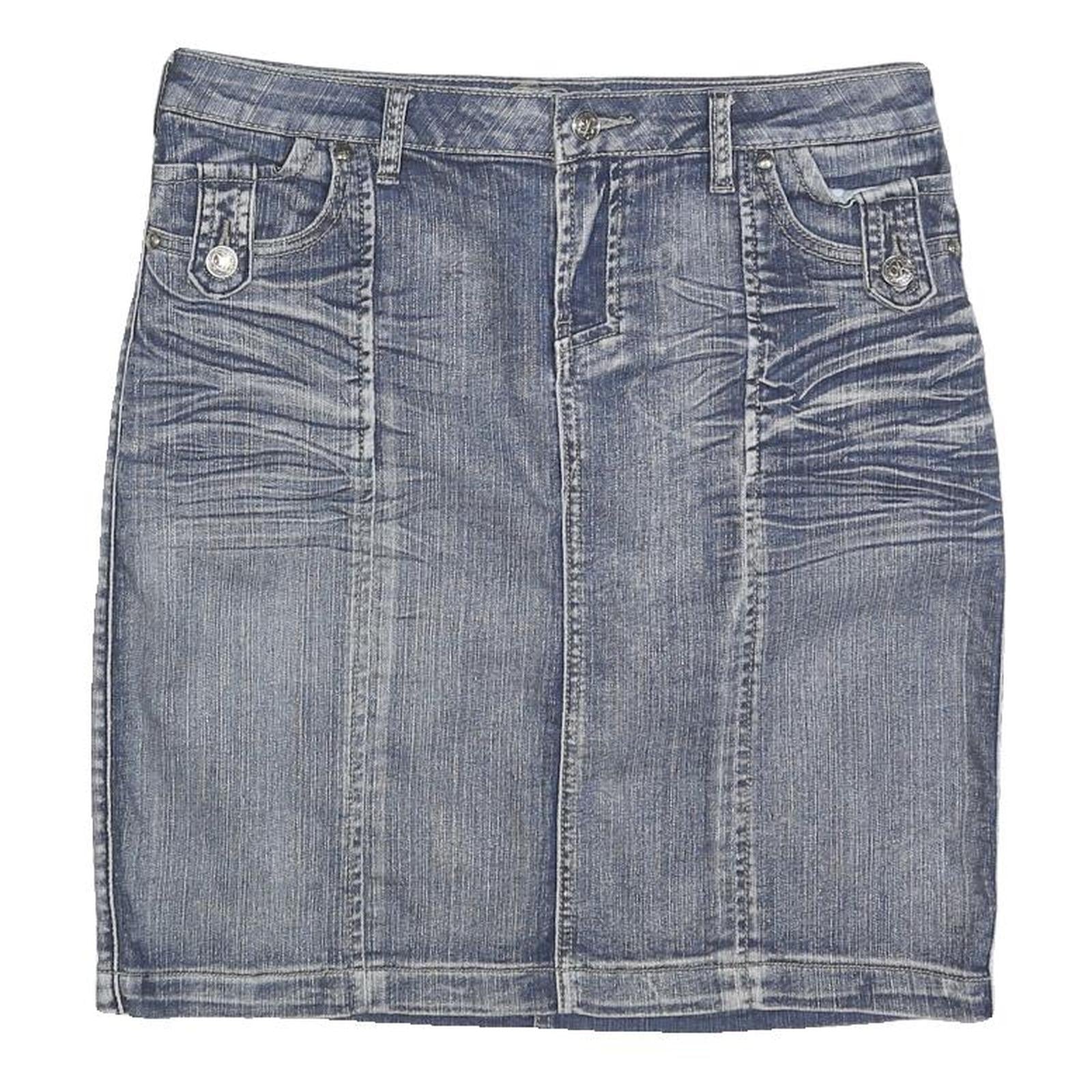 PASHU Womens Blue Denim Mini Cotton Plain Skirt M Casual Streetwear Refurbished - N/A refurbished available on Cerqular