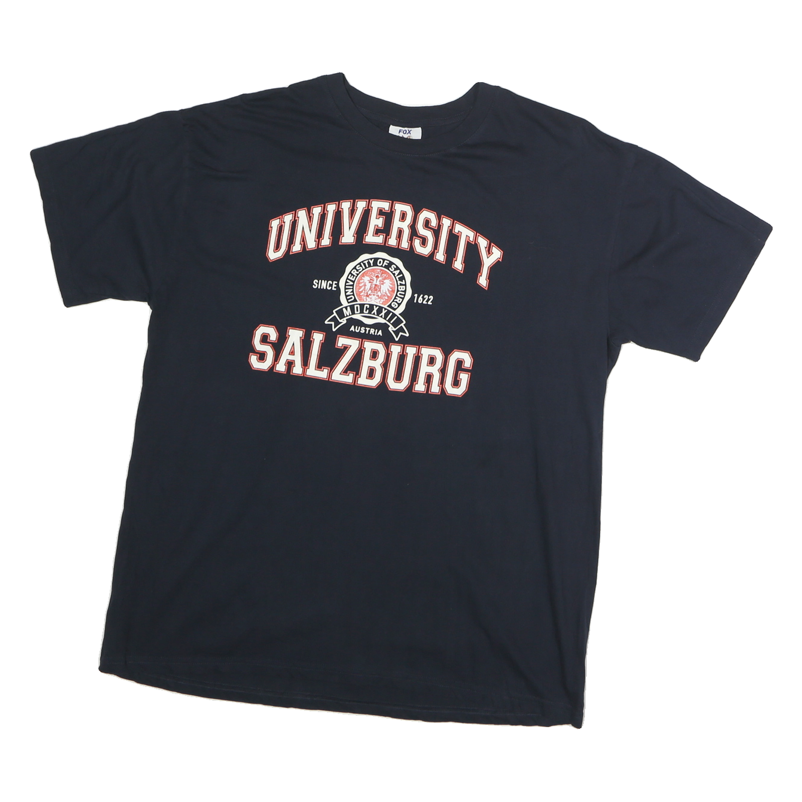 FOXX Mens Black University Salzburg Graphic T-Shirt 2XL Short Sleeve Crew Neck Refurbished - N/A refurbished available on Cerqular