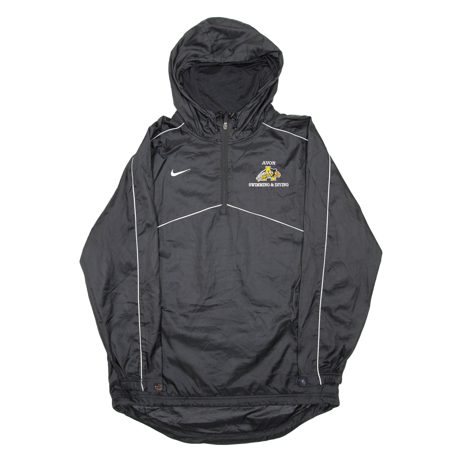 NIKE AVON Swimming And Diving PULLOVER Mens Windbreaker Jacket Black Hooded L Refurbished - N/A refurbished available on Cerqular