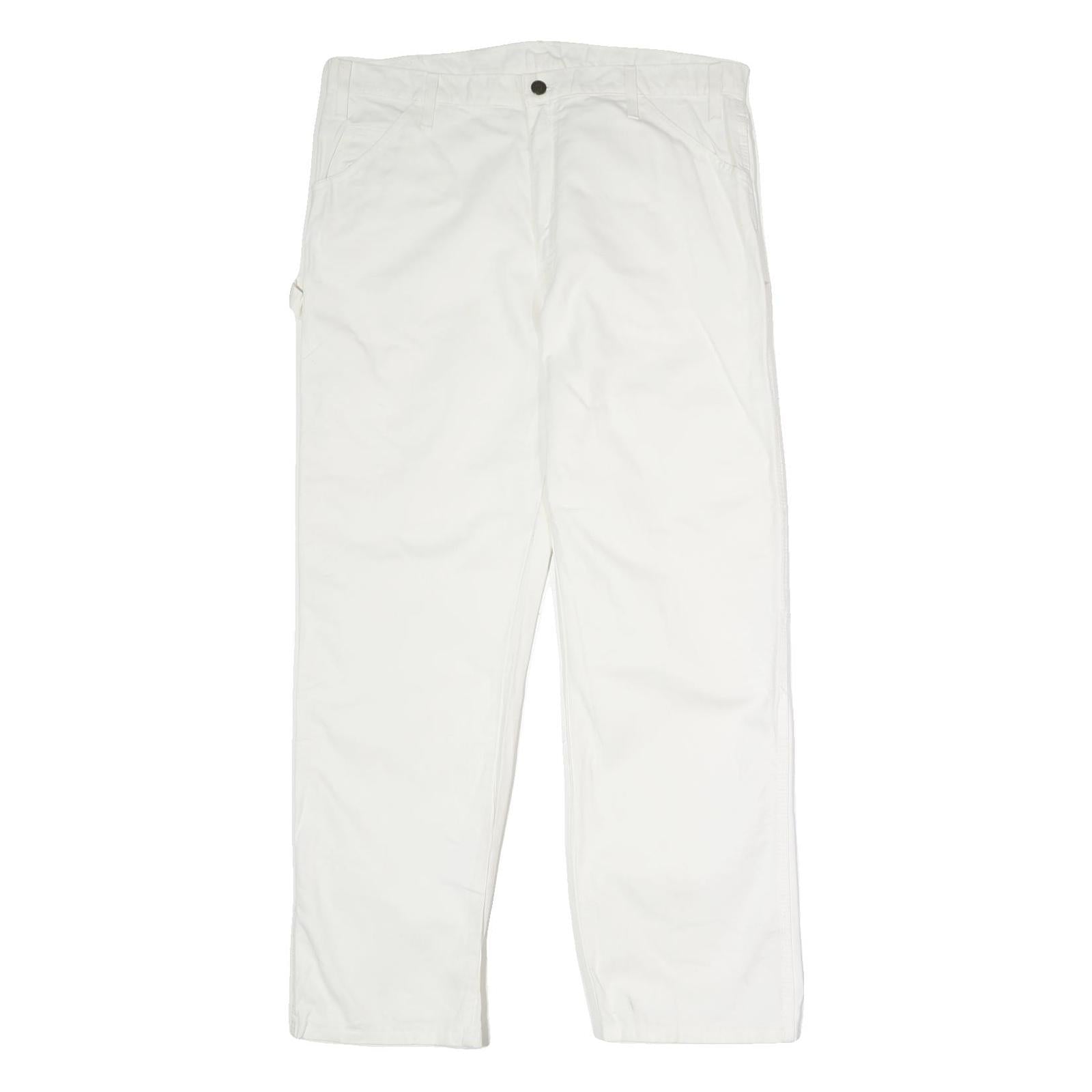 DICKIES Mens Cotton White Relaxed Straight Trousers W36 L30 Workwear Casual Refurbished - N/A refurbished available on Cerqular