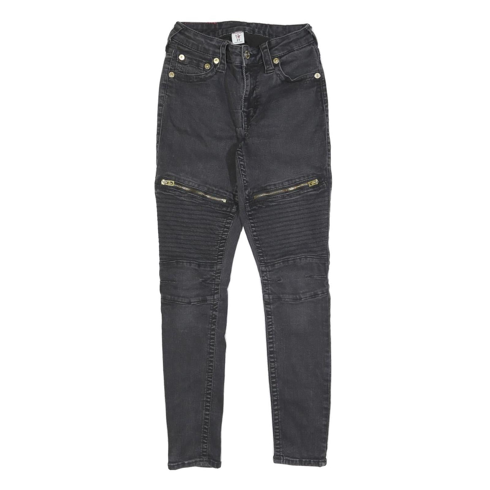 TRUE RELIGION Womens Slim Black Denim Rinse W22 L27 Zipper Detail Jeans Refurbished - N/A refurbished available on Cerqular