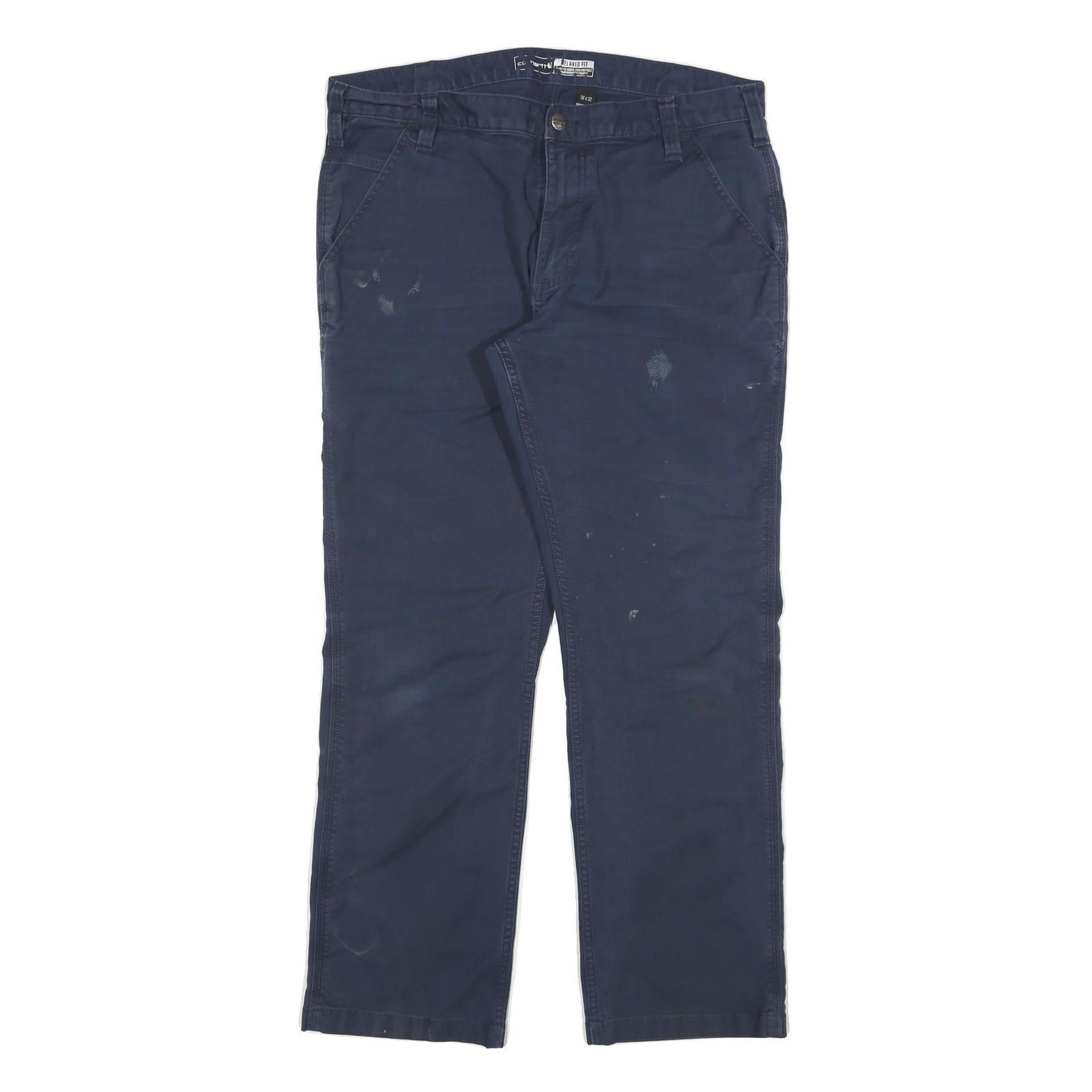 CARHARTT Mens Cotton Blend Navy Relaxed Fit Straight Trousers W34 L29 Casual Refurbished - N/A refurbished available on Cerqular