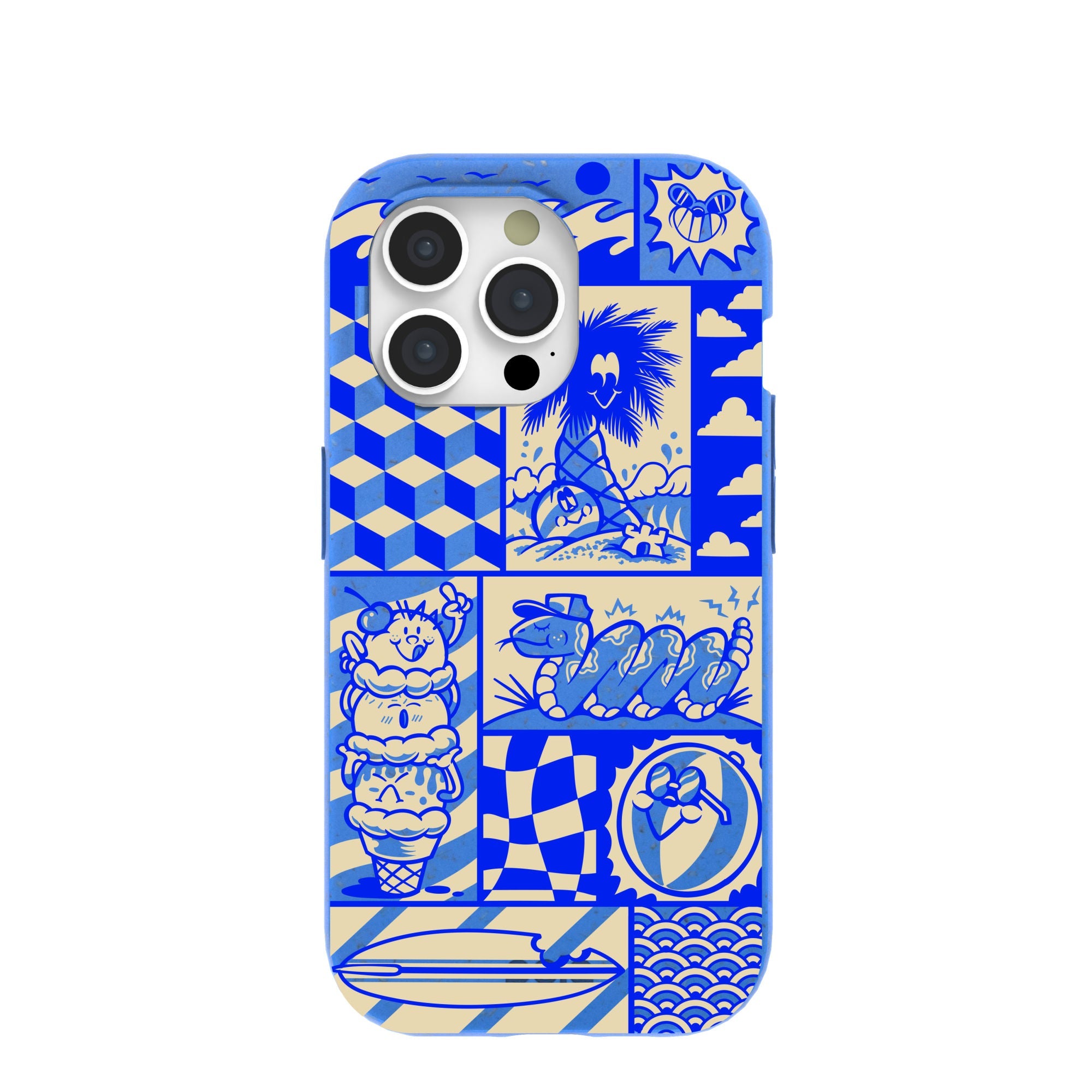 Electric Blue Summer Blues iPhone 15 Pro Case Refurbished - Pela Case refurbished available on Cerqular