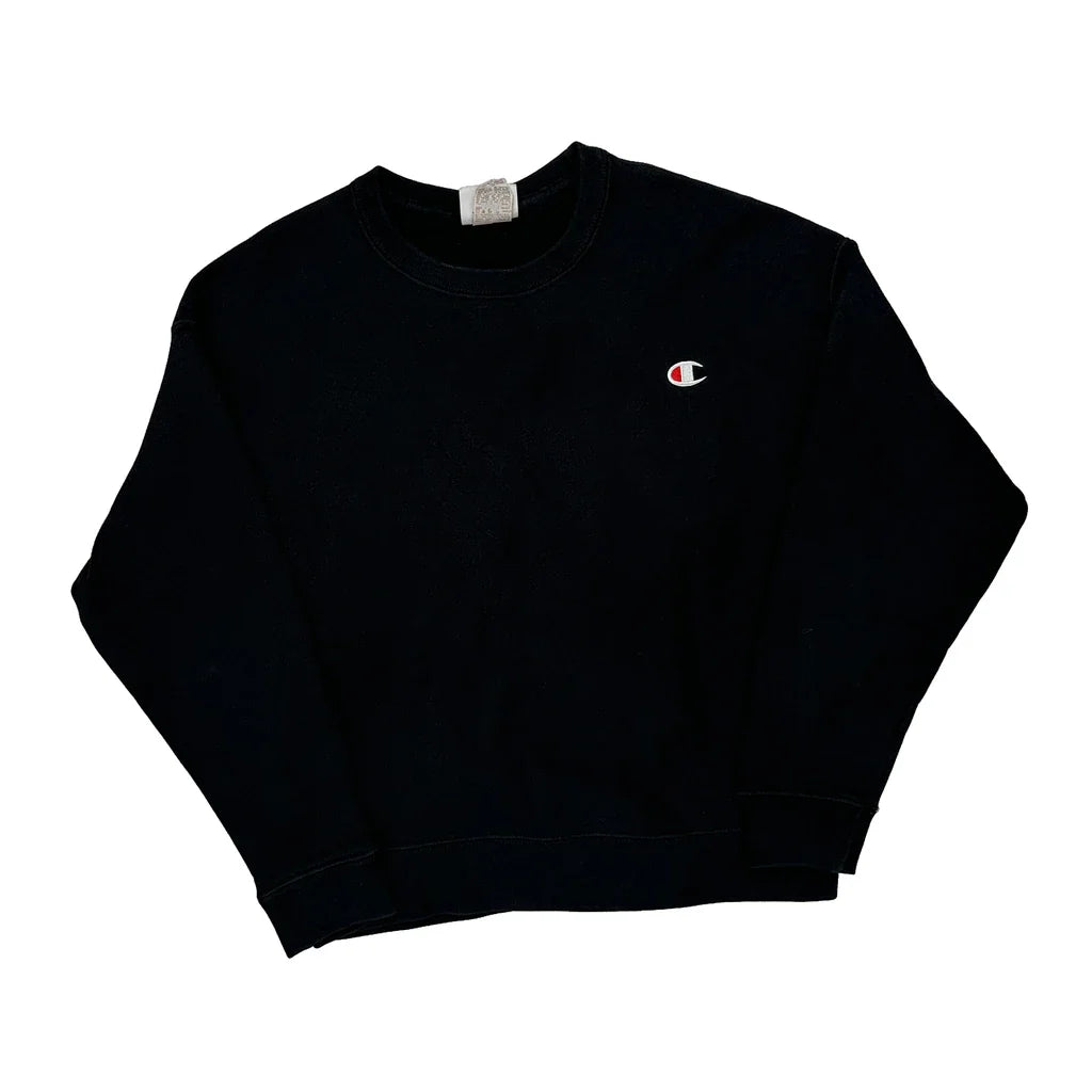 Reverse Weave Champion Sweatshirt - Large Black Cotton Refurbished - Thrifted (note: this is a term often used to describe second- refurbished available on Cerqular
