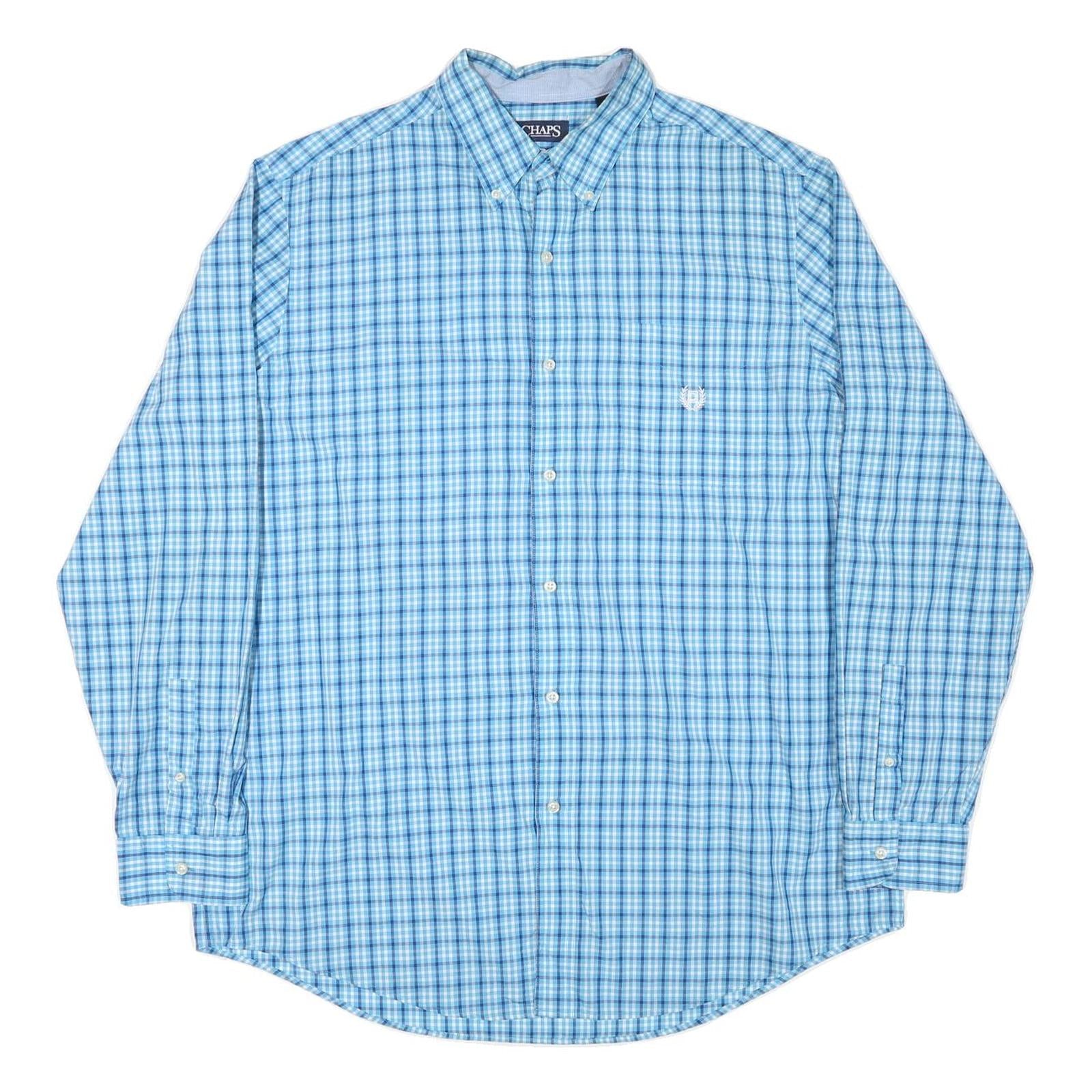 CHAPS Mens Blue & White Check Shirt XL Button Down Cotton Blend Casual Fit Refurbished - N/A refurbished available on Cerqular