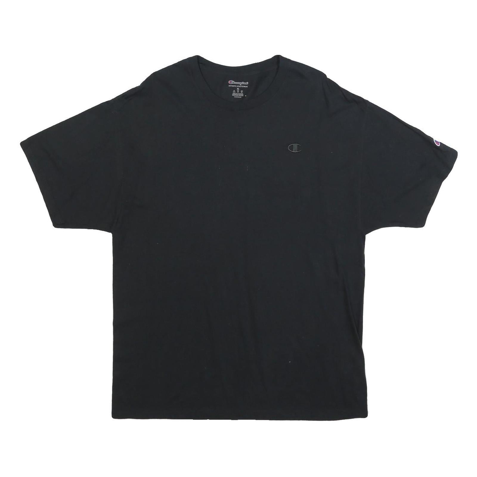 CHAMPION Mens Black T-Shirt XL Short Sleeve Crew Neck Cotton Blend Classic Logo Refurbished - N/A refurbished available on Cerqular