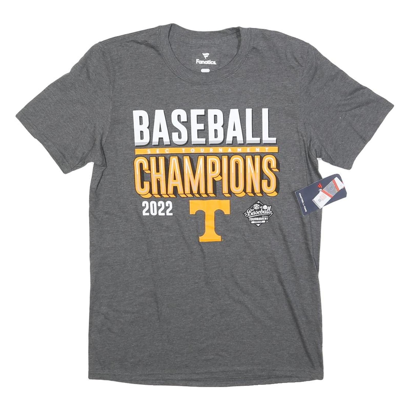 FANATICS Mens Grey Baseball Champions T-Shirt M Short Sleeve Crew Neck Cotton Refurbished - N/A refurbished available on Cerqular
