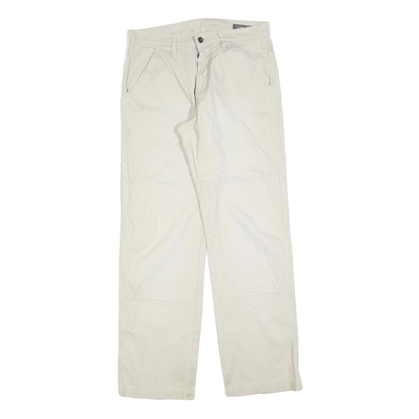 FUNDAMENTALS Mens Cotton Blend White Regular Straight Trousers W30 L32 Casual Refurbished - N/A refurbished available on Cerqular