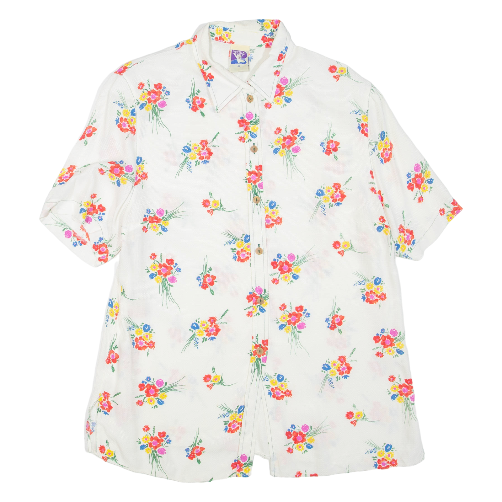 YESSICA Womens Printed Shirt White Collared Viscose Floral XL Refurbished - N/A refurbished available on Cerqular