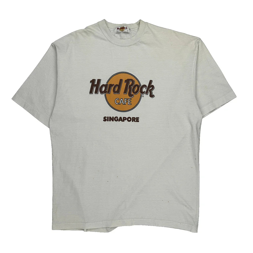 Buy Hard Rock Cafe Graphic T-Shirt - XL White Cotton Refurbished - $25.45 Hard Rock Cafe Graphic T-Shirt - XL White Cotton Refurbished - Thrifted (note: this is a term often used to describe second- refurbished available on Cerqular