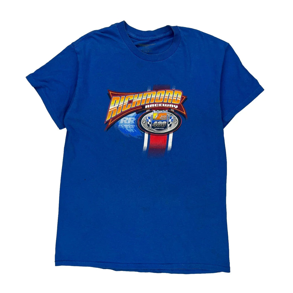 Richmond Raceway Nascar Nascar T-Shirt - Medium Blue Cotton Refurbished - Thrifted (note: this is a term often used to describe second- refurbished available on Cerqular