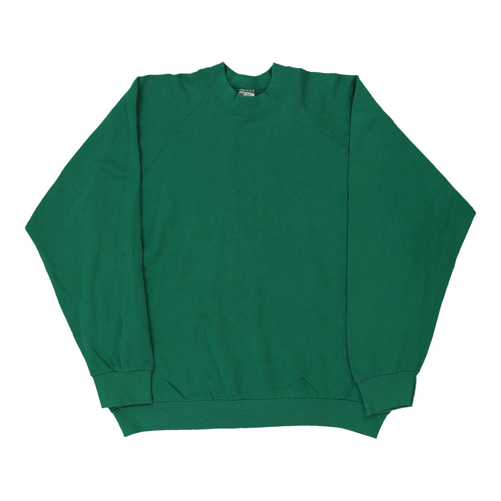 Fruit Of The Loom Sweatshirt - XL Green Cotton Blend | Size: x-large Refurbished - Thrifted (note: this is a term often used to describe second- refurbished available on Cerqular