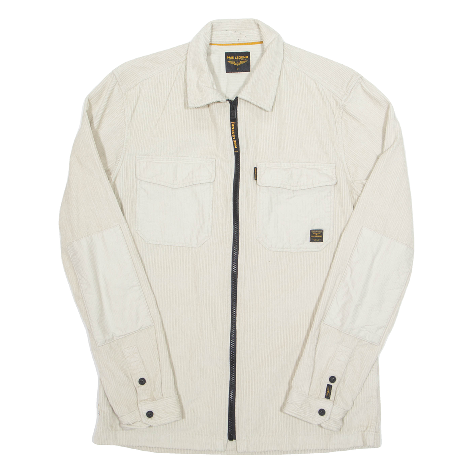 PME LEGEND Zip Up Mens Plain Shirt Cream Long Sleeve M Refurbished - N/A refurbished available on Cerqular