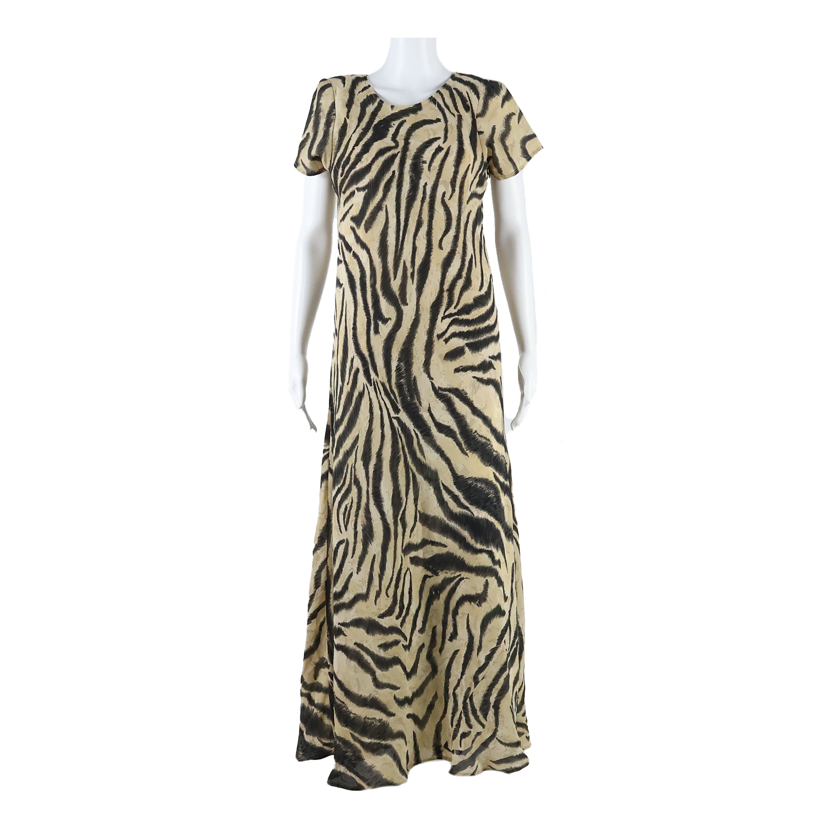 GABRIELLE Womens Day Dress Beige Animal Print Short Sleeve Long M Refurbished - N/A refurbished available on Cerqular