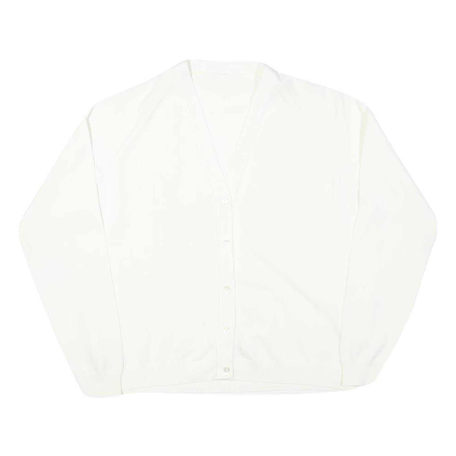 Womens White Plain Polyester Blend Jumper Cardigan V-Neck Basic Knit S Button Up Refurbished - N/A refurbished available on Cerqular