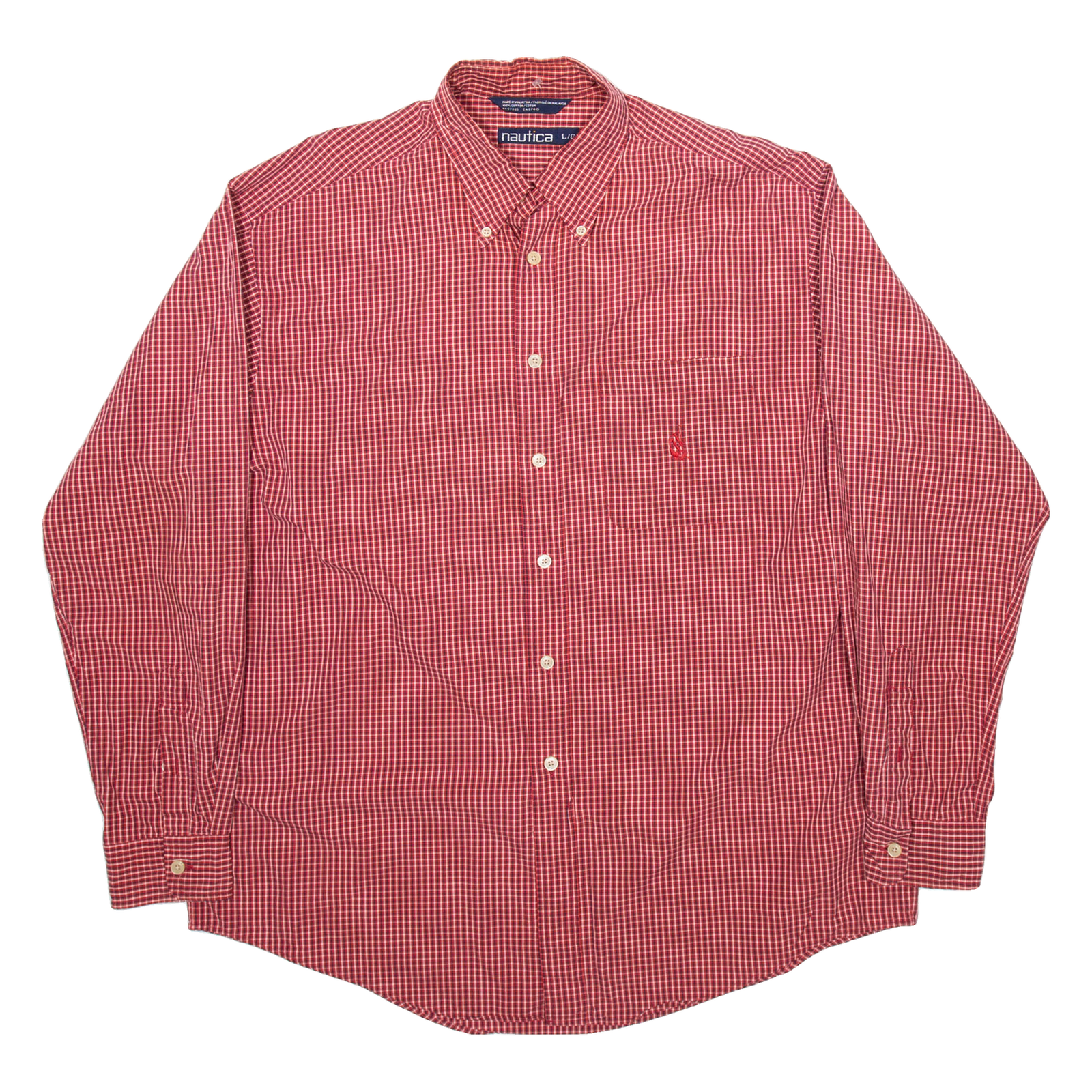 NAUTICA Mens Shirt Red Check Long Sleeve L Refurbished - N/A refurbished available on Cerqular