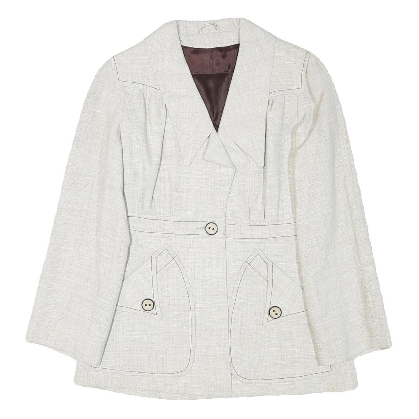 SIDWALL Womens White Wool Blend Fashion Jacket S Woven Button Closure Stylish Refurbished - N/A refurbished available on Cerqular