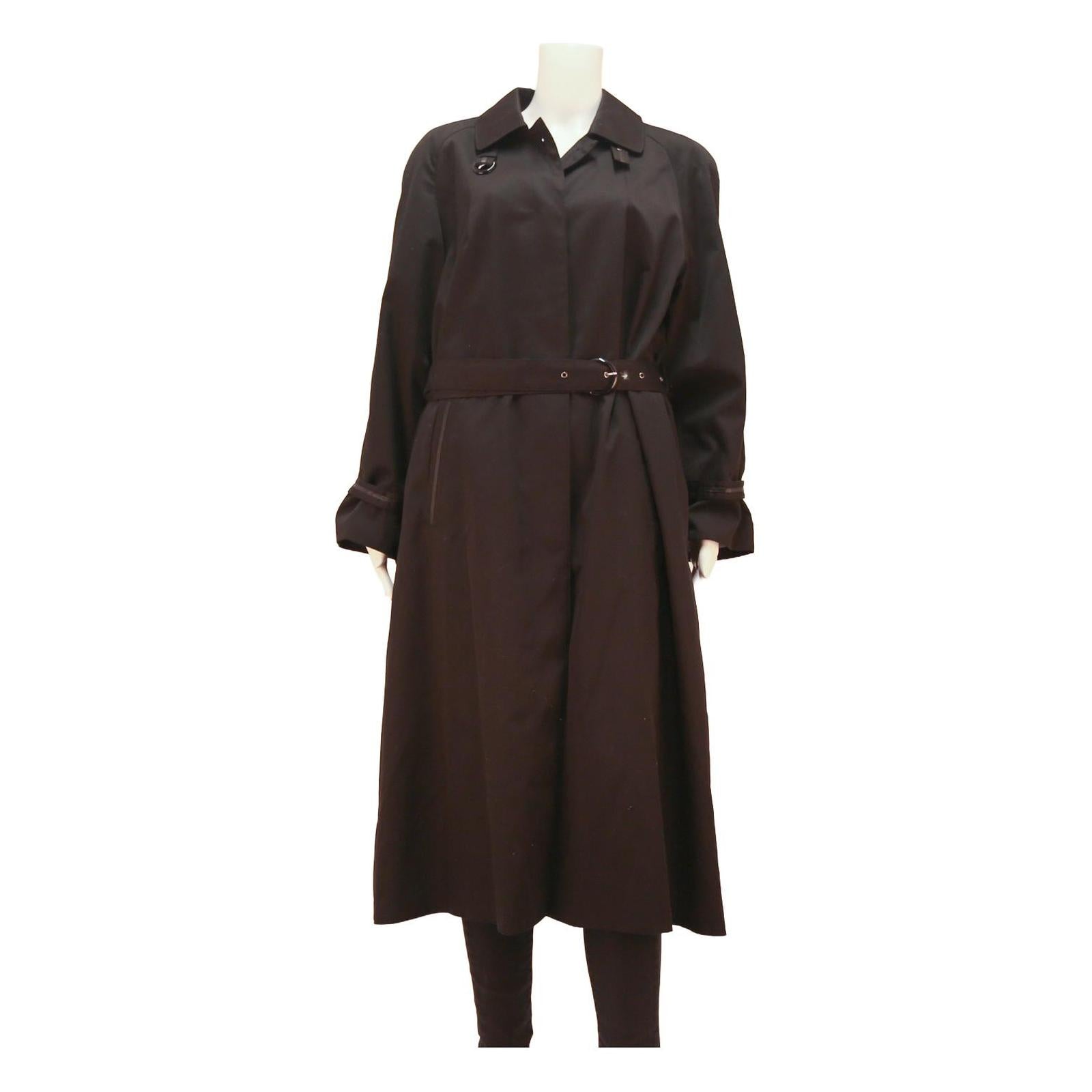 Womens Black Classic Cotton Blend Jacket M Button Closure Belted Long Sleeve Refurbished - N/A refurbished available on Cerqular