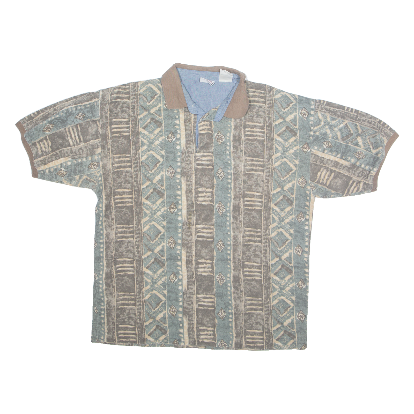 BUGLE BOY Patterned Mens Polo Shirt Brown 90s Crazy Pattern L Refurbished - N/A refurbished available on Cerqular
