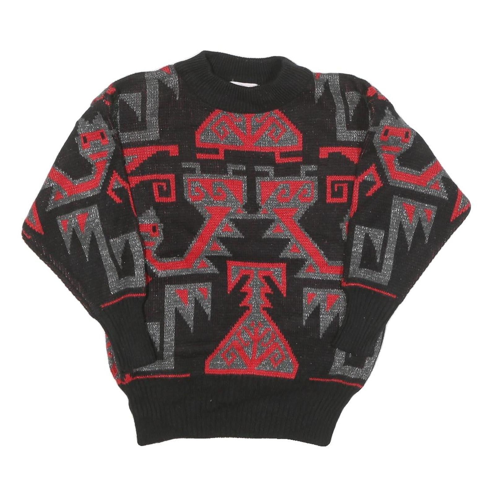 CONSPIRACY Womens Black & Red Patterned Jumper Crew Neck Basic Knit S Stylish Refurbished - N/A refurbished available on Cerqular