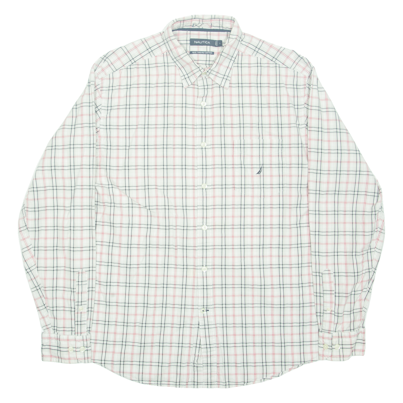 NAUTICA Mens Shirt Red Check Long Sleeve L Refurbished - N/A refurbished available on Cerqular