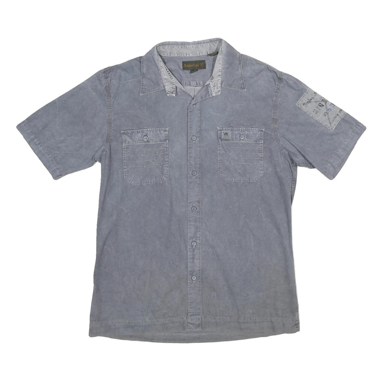 TIMBERLAND Mens Blue Shirt L Cotton Casual Short Sleeve Button Shirt Refurbished - N/A refurbished available on Cerqular