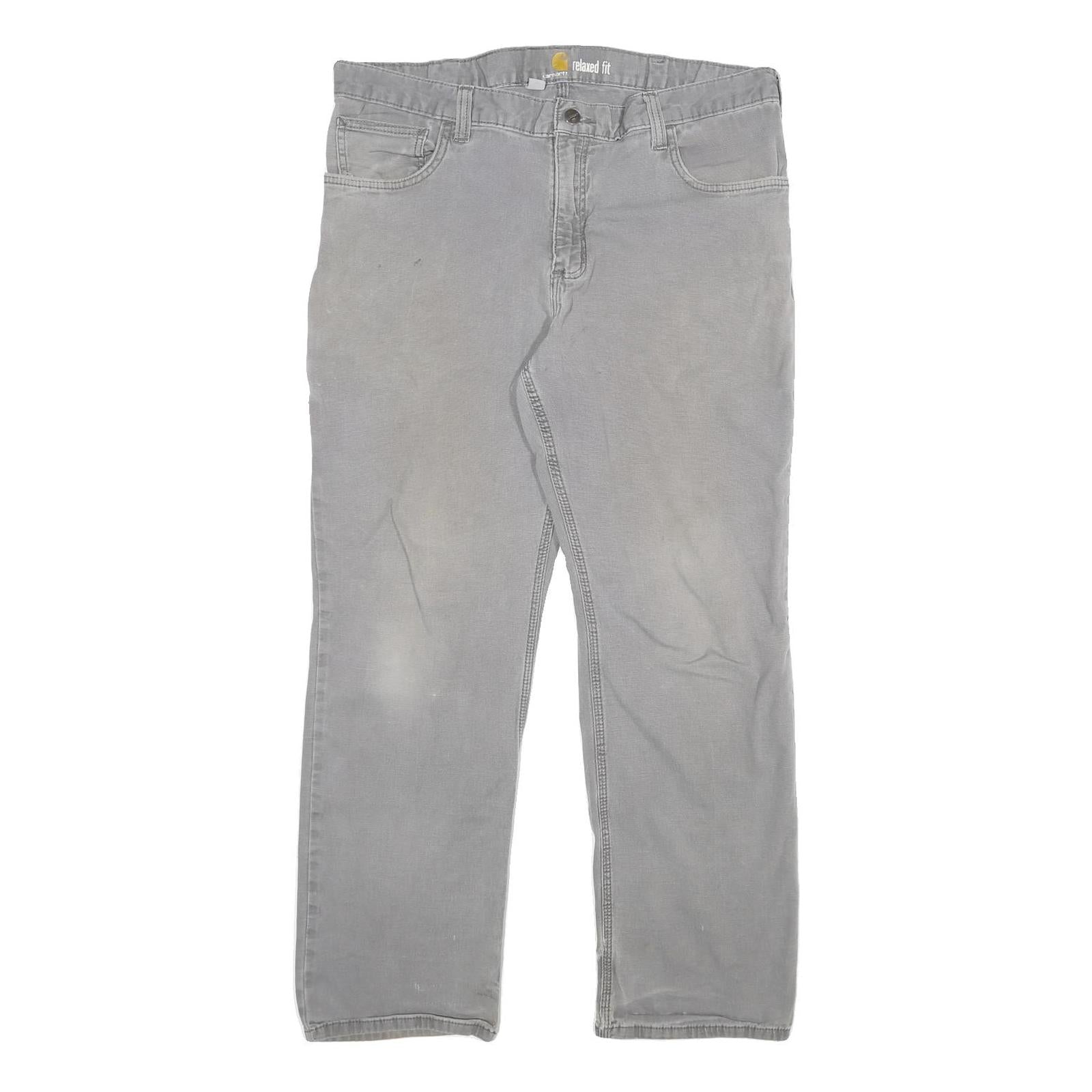CARHARTT Mens Cotton Blend Grey Relaxed Fit Straight Trousers W36 L30 Workwear Refurbished - N/A refurbished available on Cerqular
