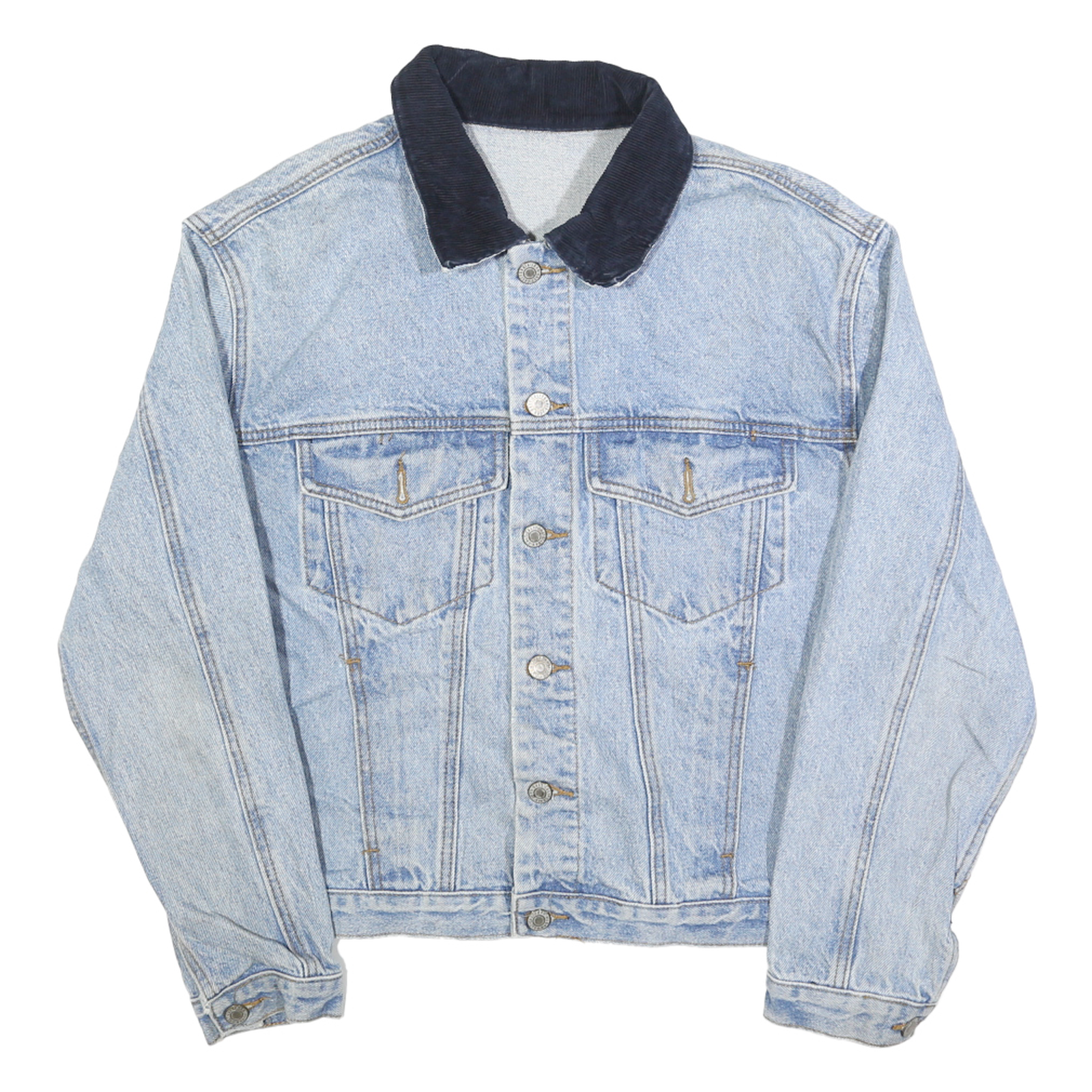 GALT CALIFORNIA Mens Blue Denim Jacket S Cotton Classic Button Front Blue Collar Refurbished - N/A refurbished available on Cerqular