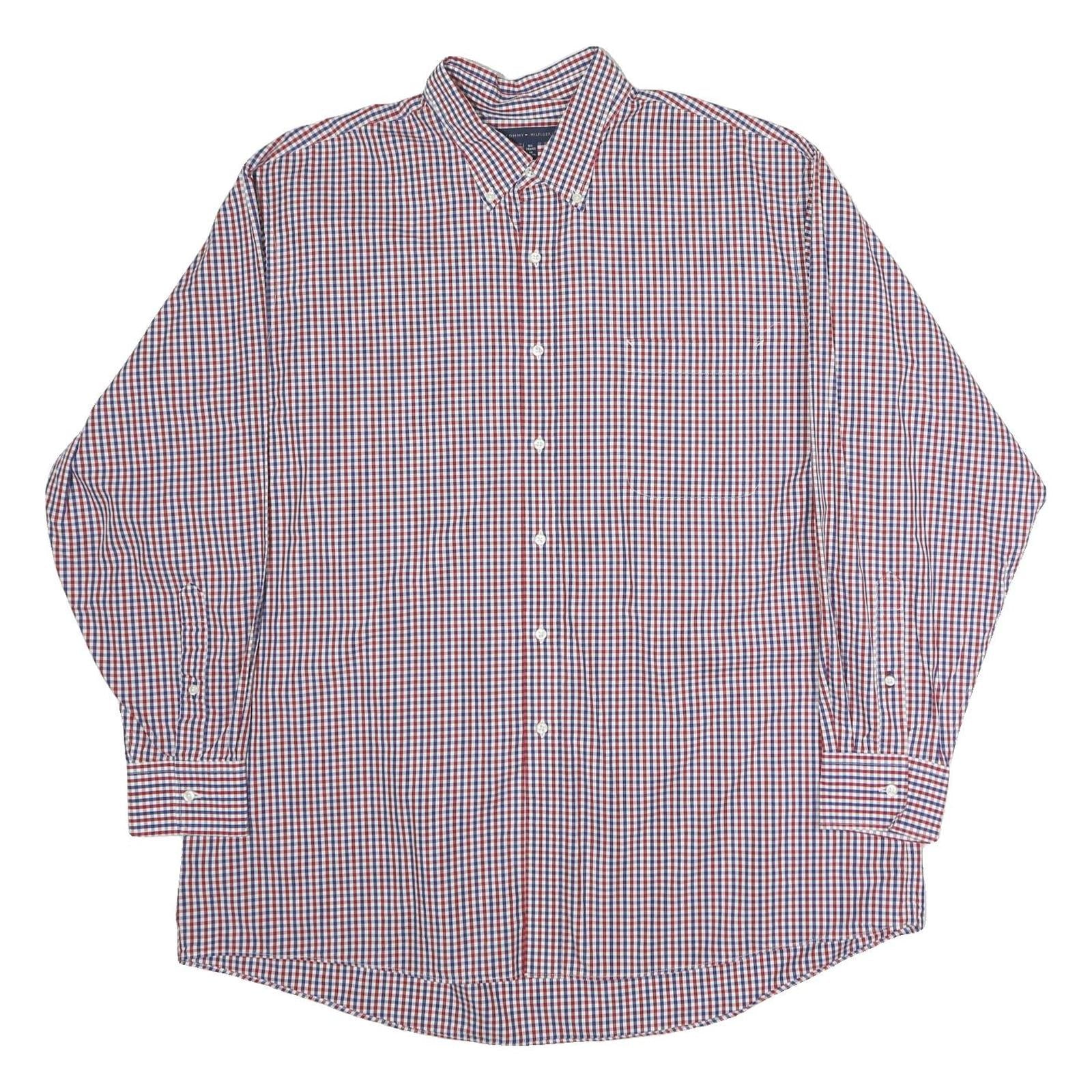 TOMMY HILFIGER Mens Red & Blue Check Shirt 2XL Cotton Button Down Casual Smart Refurbished - N/A refurbished available on Cerqular