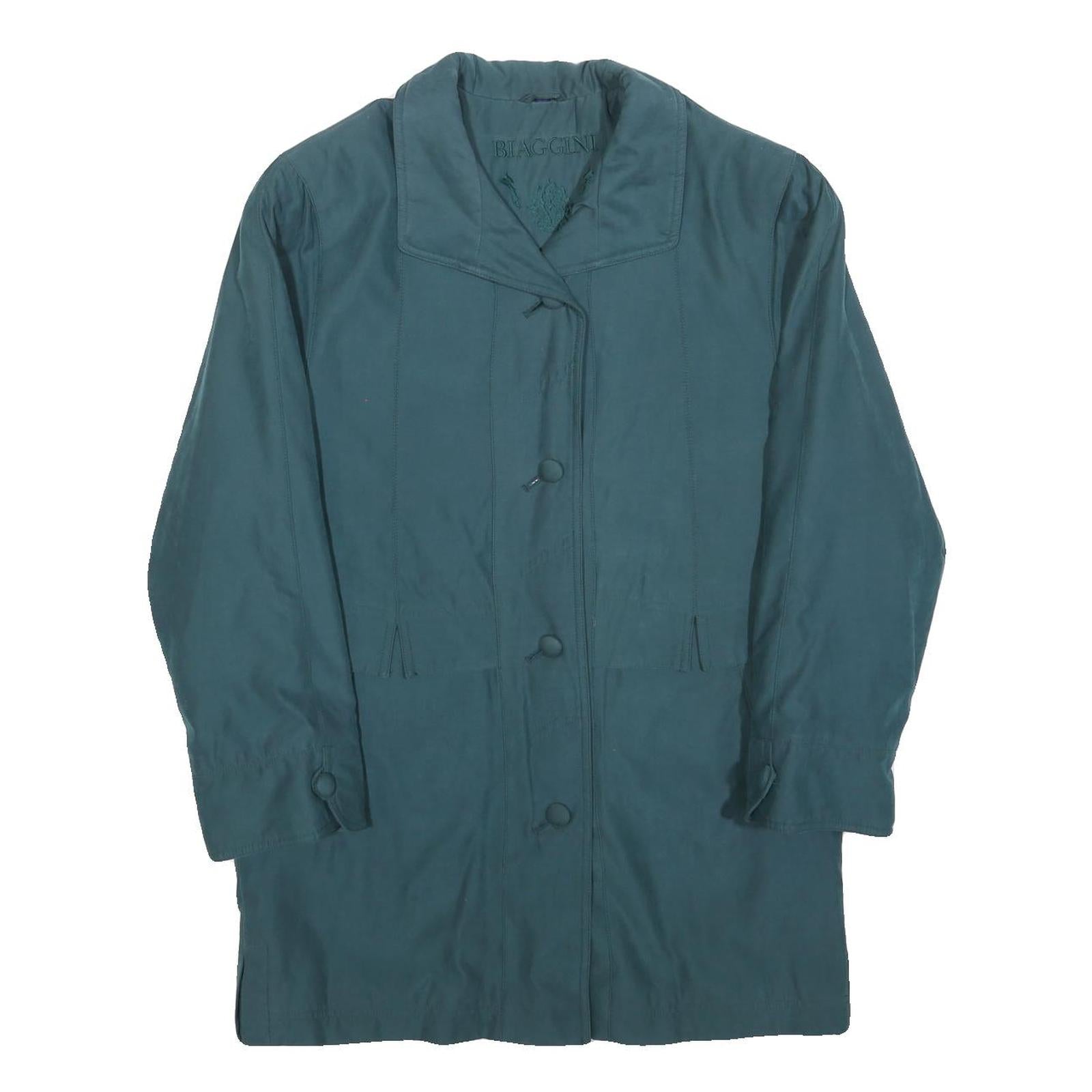 BIAGGINI Womens Teal Button Jacket S Polyester Blend Classic Elegant Button Refurbished - N/A refurbished available on Cerqular