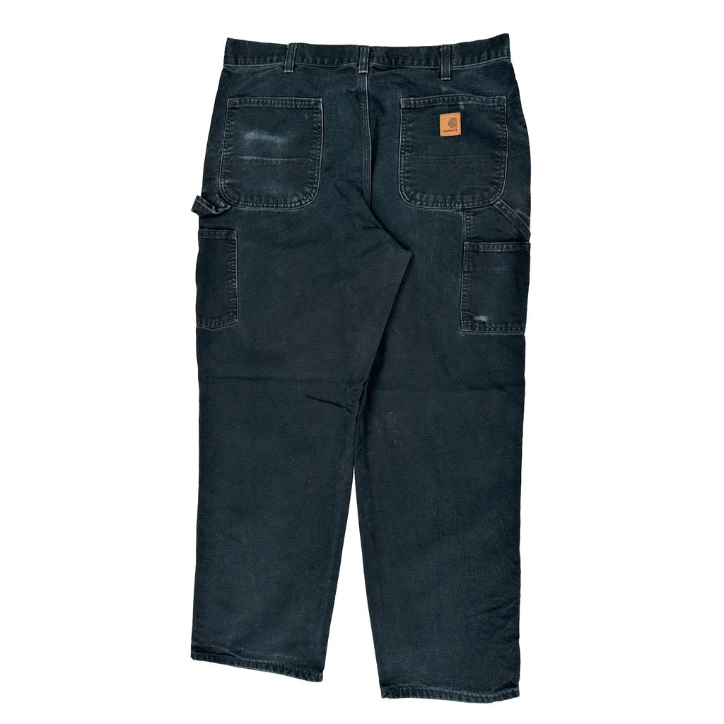 Carhartt Double Knee Carpenter Trousers - 36W 31L Black Cotton Refurbished - Thrifted (note: this is a term often used to describe second- refurbished available on Cerqular
