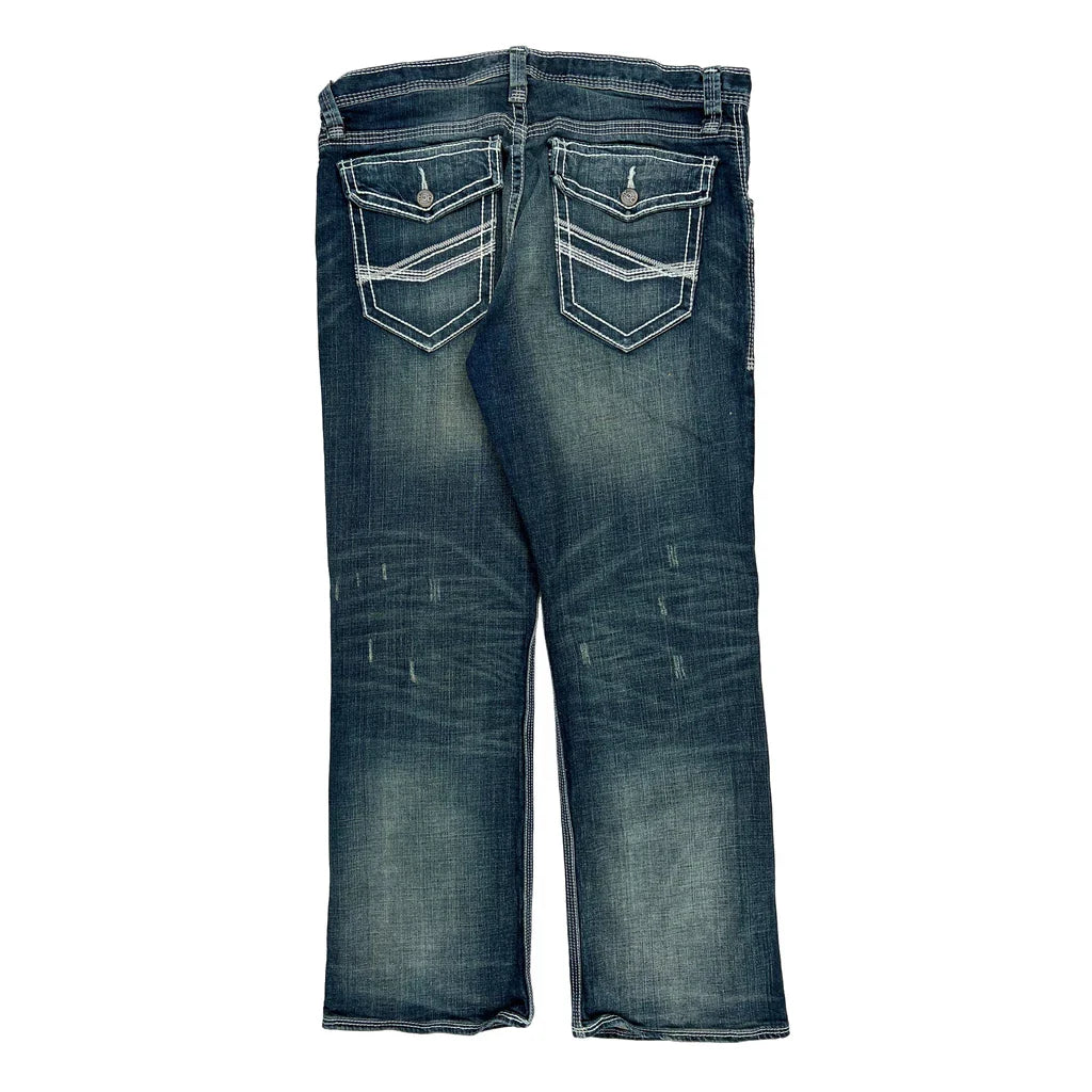 Bke Contrast Stitch Jeans - 36W 31L Dark Wash Cotton Blend Refurbished - Thrifted (note: this is a term often used to describe second- refurbished available on Cerqular