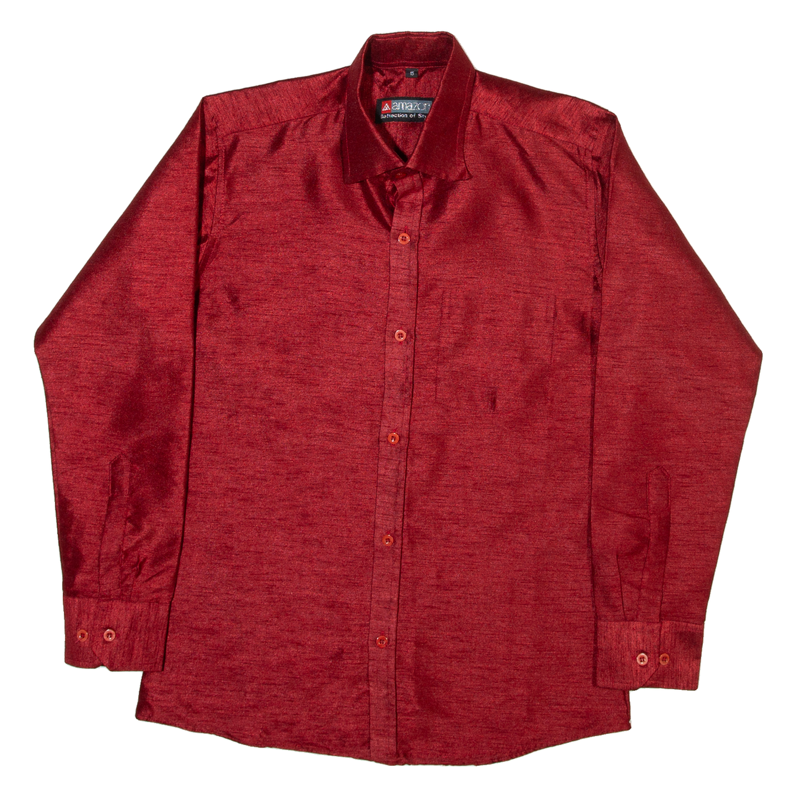 AMAZON Mens Plain Shirt Red Long Sleeve S Refurbished - N/A refurbished available on Cerqular