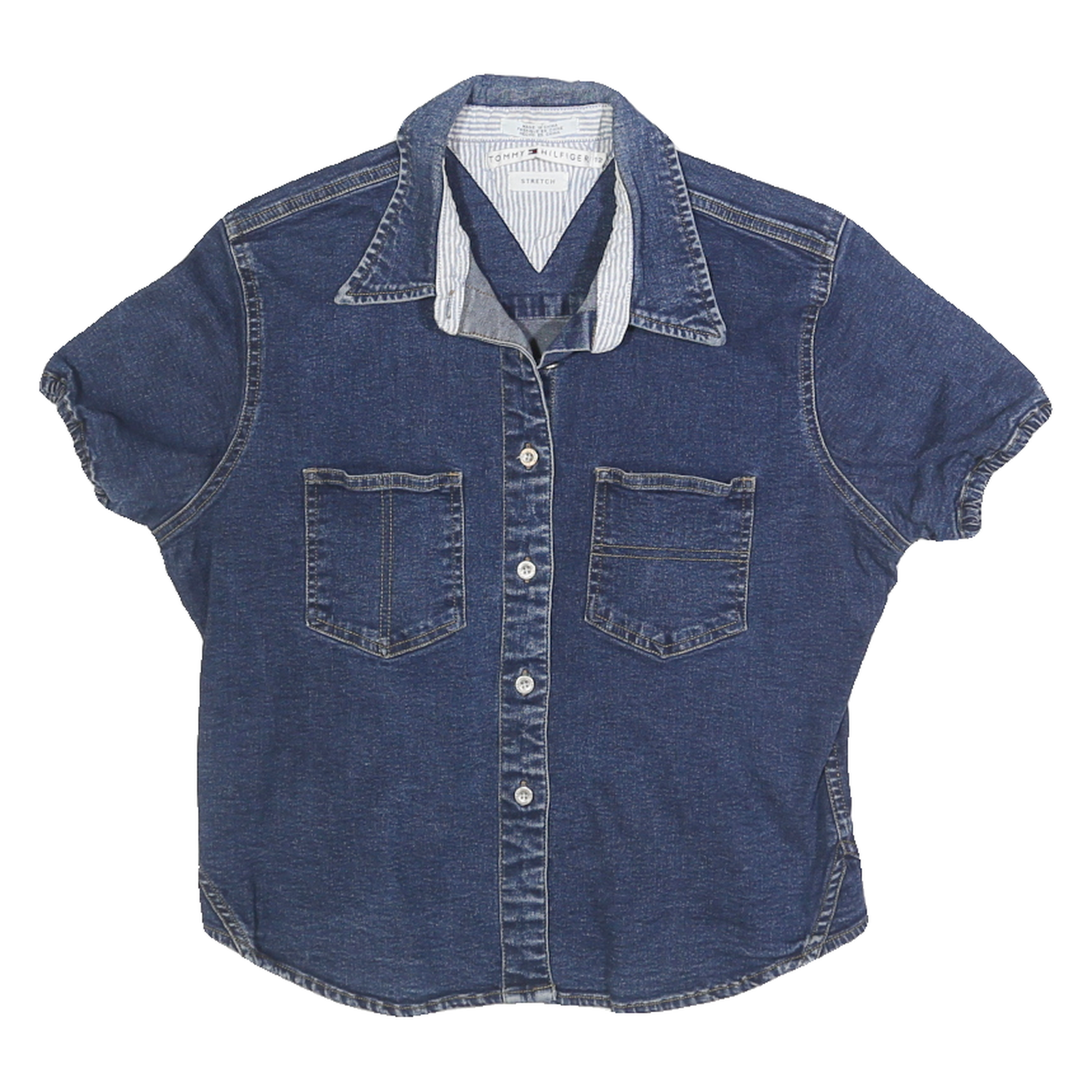 TOMMY HILFIGER Womens Blue Denim Shirt UK 12 Button Front Casual Summer Refurbished - N/A refurbished available on Cerqular
