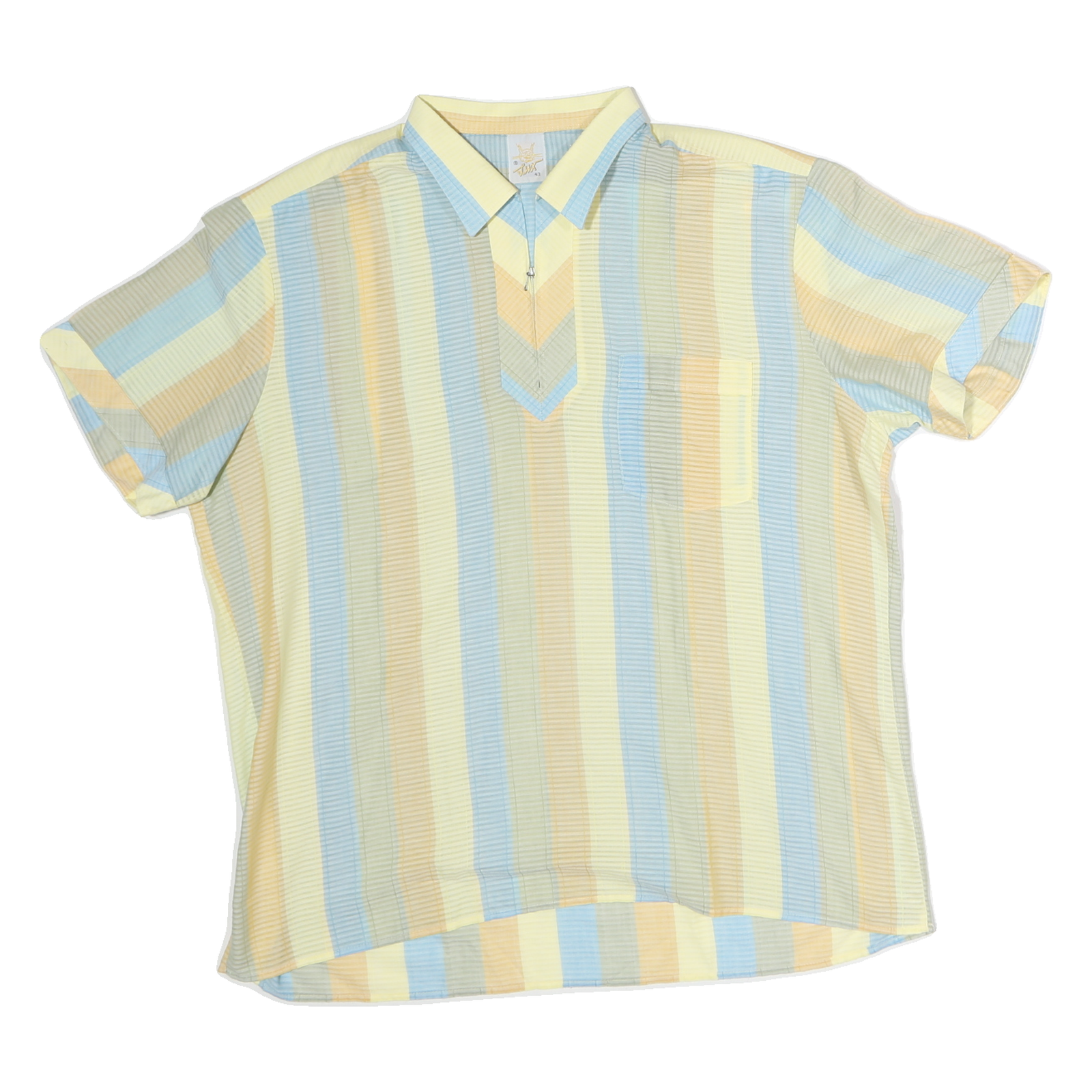 LUX Mens Yellow Blue Beige Cotton Striped Shirt L Casual Summer Polo Refurbished - N/A refurbished available on Cerqular