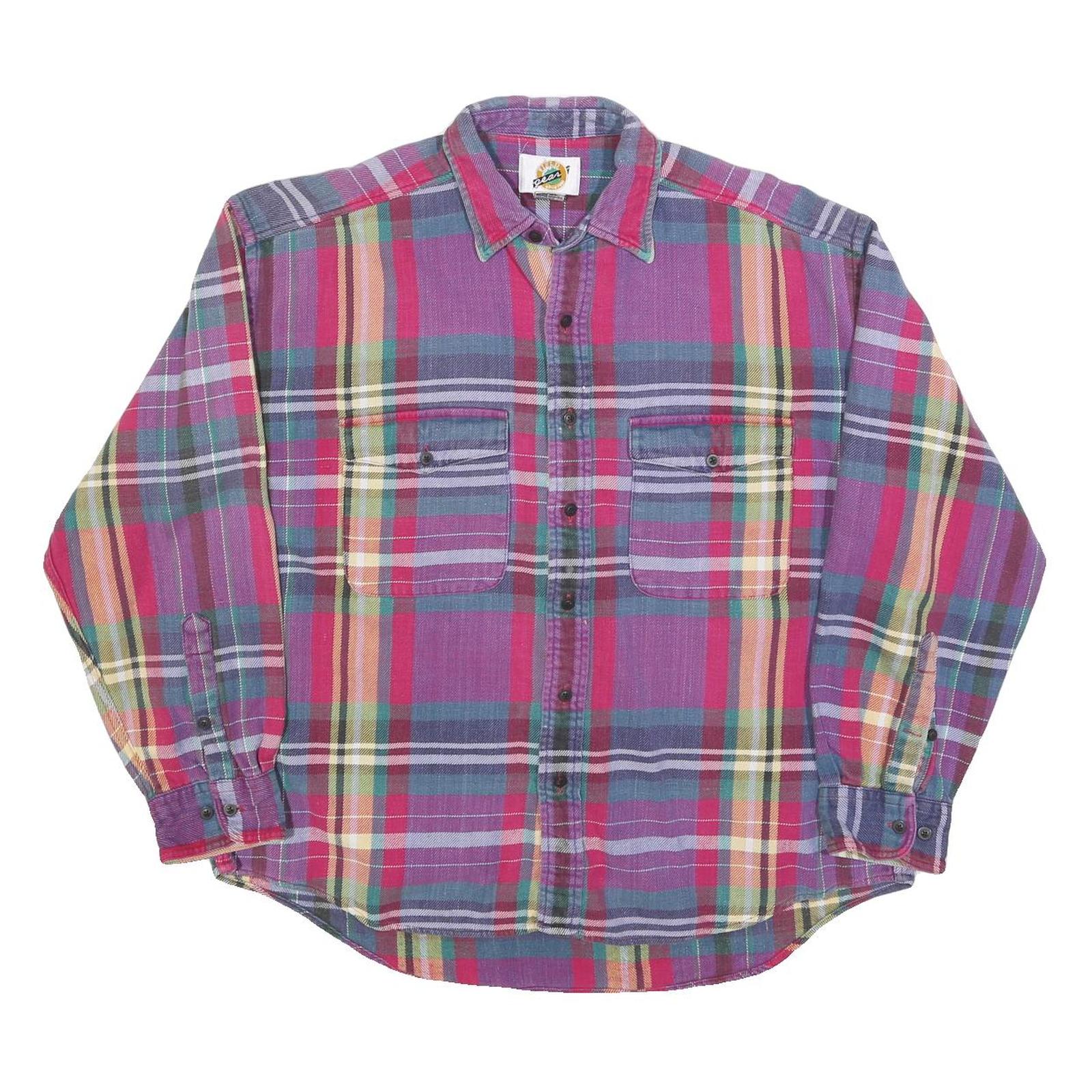 FIELD GEAR Mens Purple & Pink Check Shirt L Cotton Blend Casual Button-Up Refurbished - N/A refurbished available on Cerqular