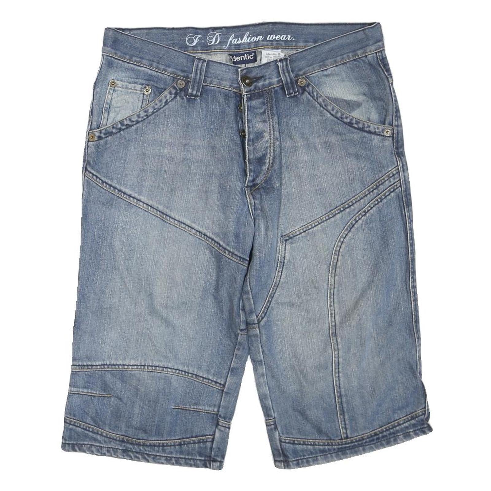 IDENTIC Mens Denim Blue Casual Shorts L W36 Cotton Blend Button Closure Refurbished - N/A refurbished available on Cerqular