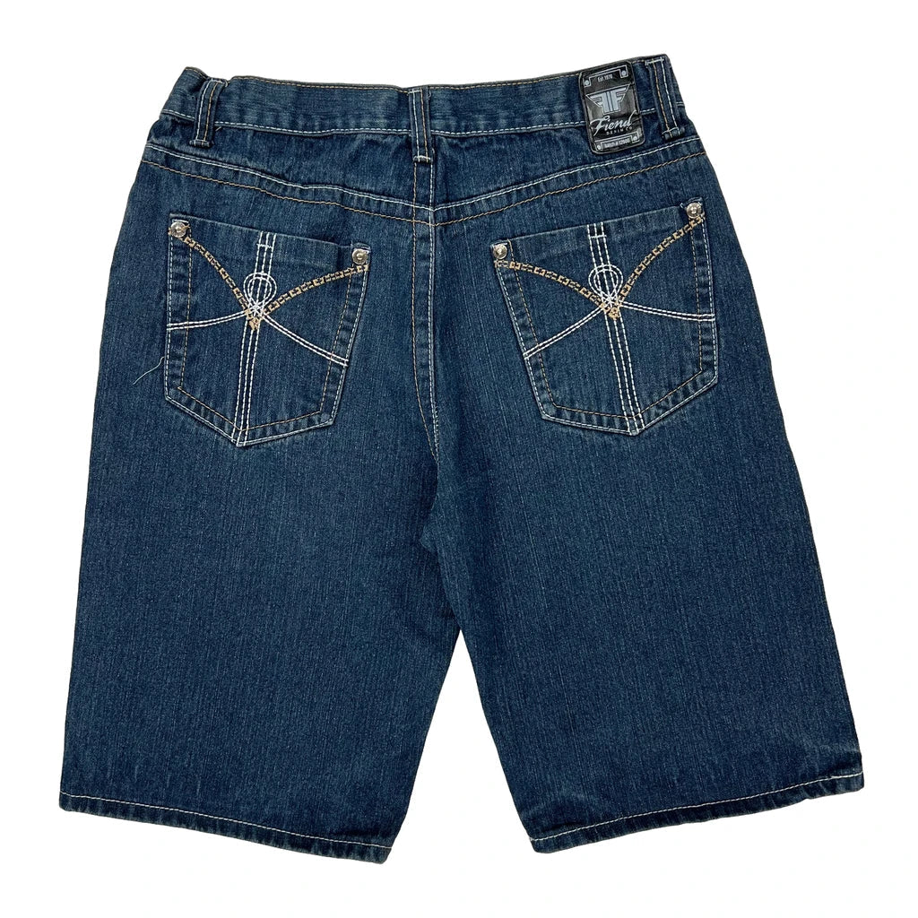 Fiend Denim Shorts - 30W 11L Blue Denim Refurbished - Thrifted (note: this is a term often used to describe second- refurbished available on Cerqular