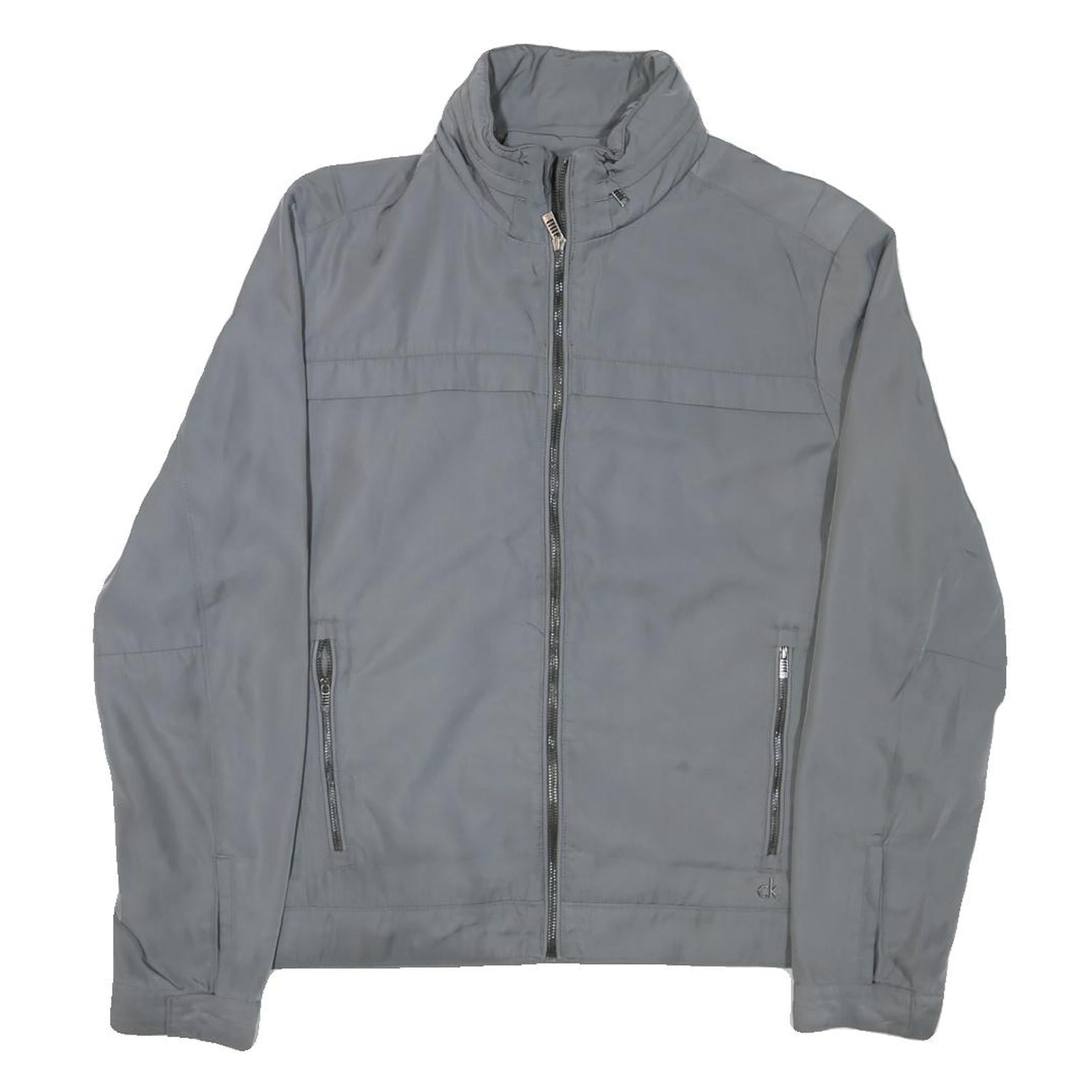 CALVIN KLEIN Mens Grey Nylon Jacket S Plain Zip Casual Lightweight Outerwear Refurbished - N/A refurbished available on Cerqular