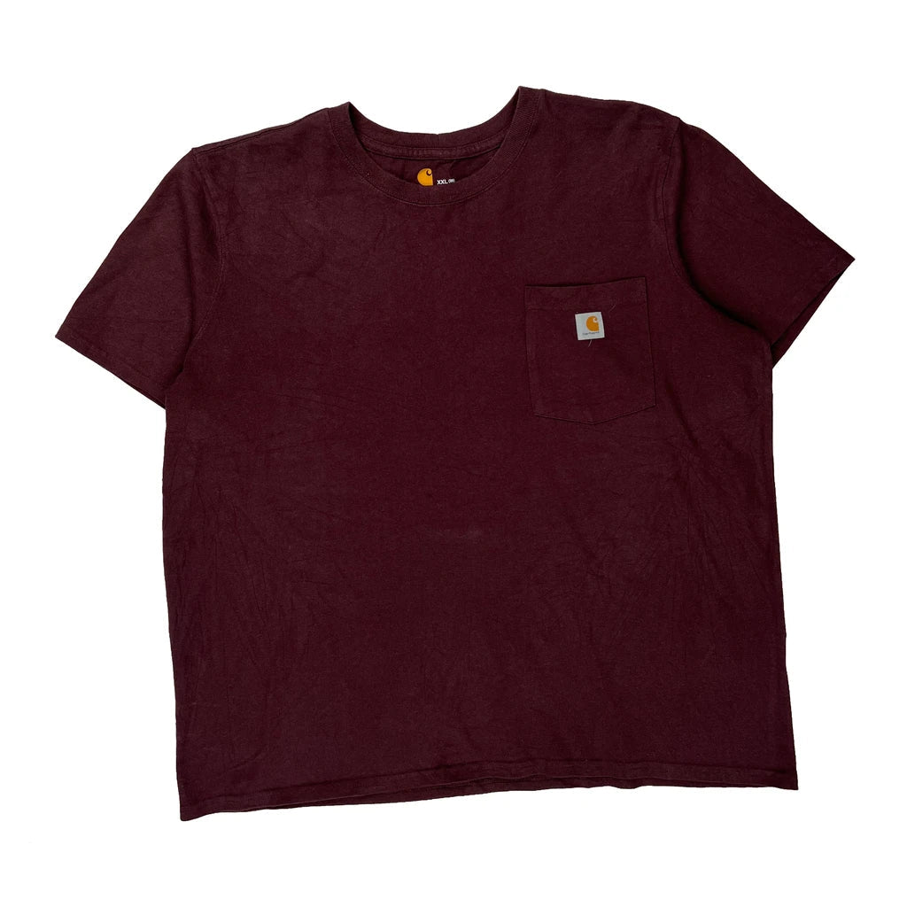 Buy Carhartt T-Shirt - 2XL Burgundy Cotton Refurbished - $26.79 Carhartt T-Shirt - 2XL Burgundy Cotton Refurbished - Thrifted (note: this is a term often used to describe second- refurbished available on Cerqular