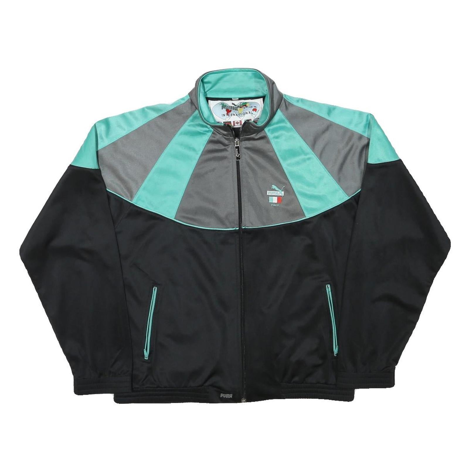 PUMA Mens Black & Aqua Polyester Blend Zip Jacket M Sportswear Casual Retro Refurbished - N/A refurbished available on Cerqular