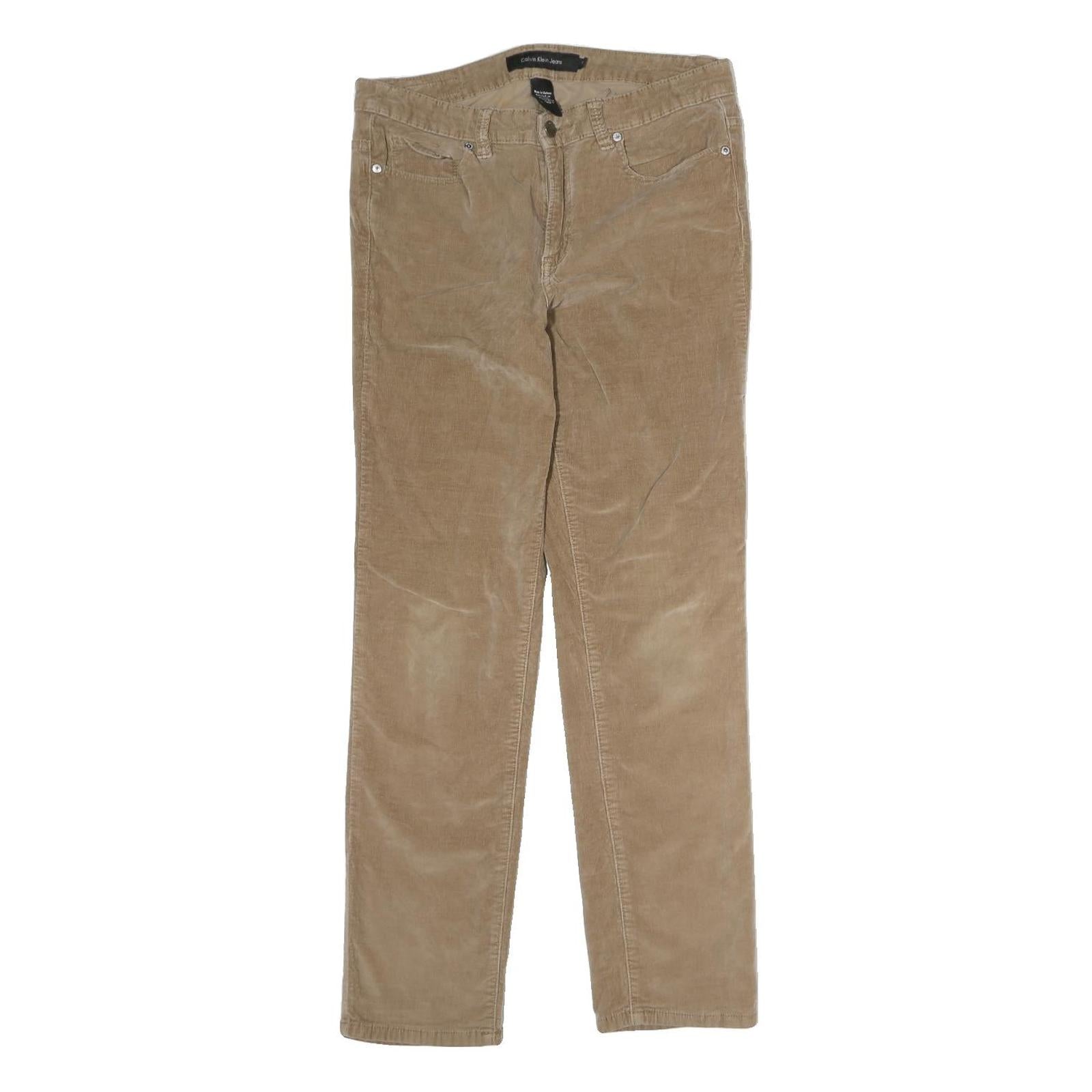 CALVIN KLEIN JEANS Mens Regular Fit Beige Cotton Corduroy Trousers W30 L28 Refurbished - N/A refurbished available on Cerqular