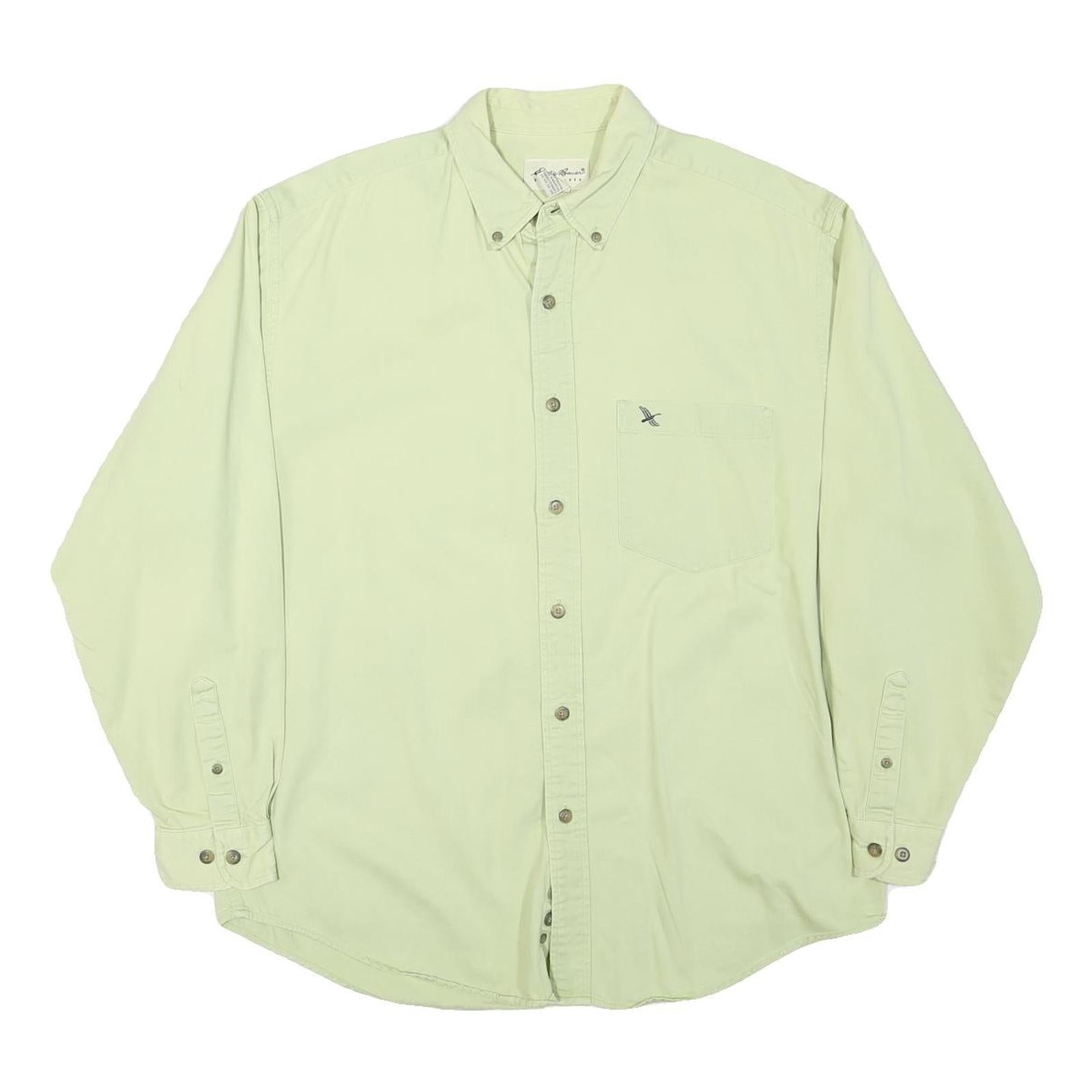 EDDIE BAUER Mens Light Green Shirt M Casual Cotton Blend Button Down Pocket Refurbished - N/A refurbished available on Cerqular