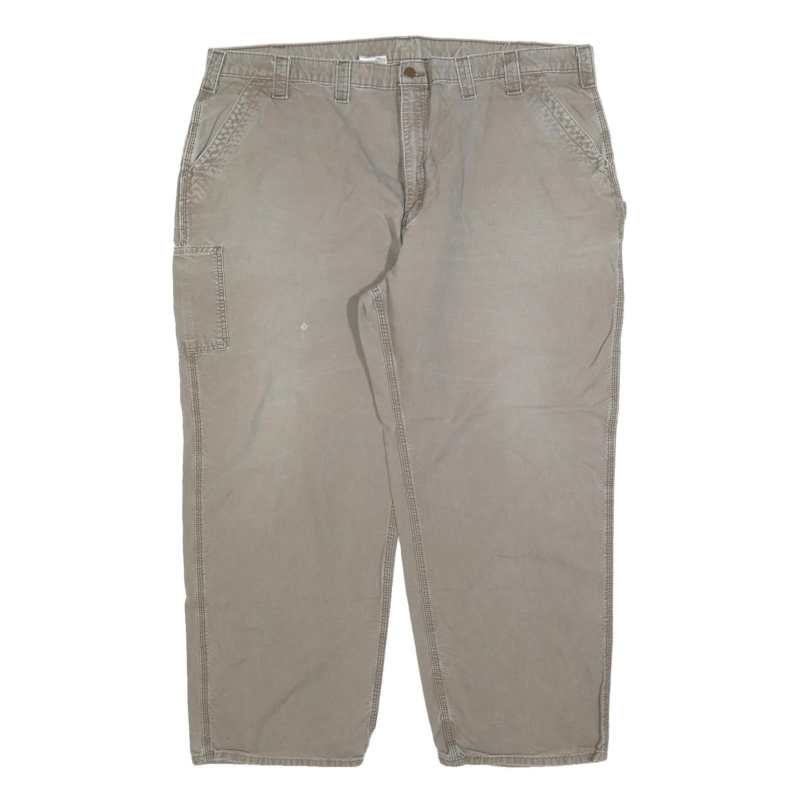CARHARTT Mens Cotton Blend Beige Regular Fit Straight Leg Trousers W48 L29 Refurbished - N/A refurbished available on Cerqular